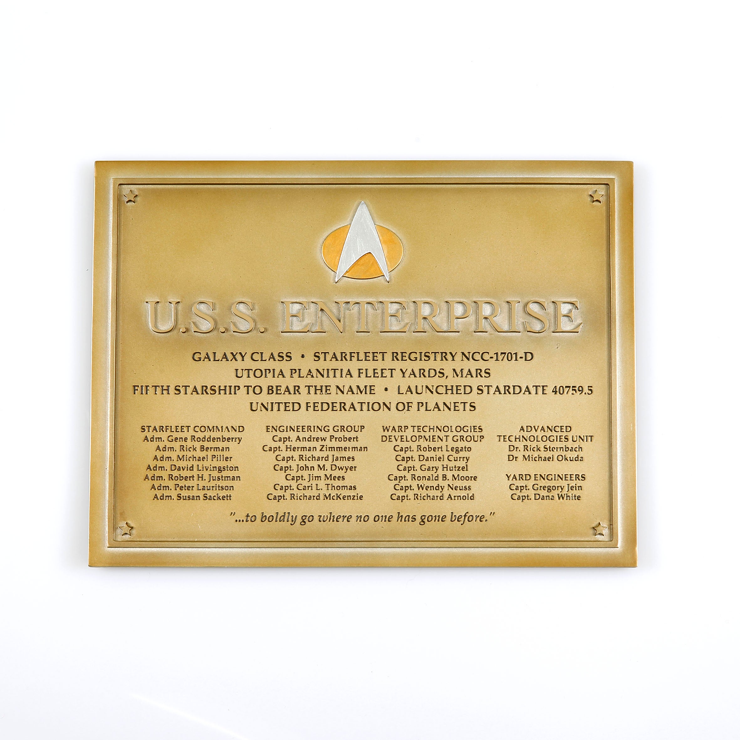 U.S.S. Enterprise NCC-1701-D - Dedication Plaque Star Trek U.S.S. Enterprise NCC-1701-D - Dedication Plaque Star Trek