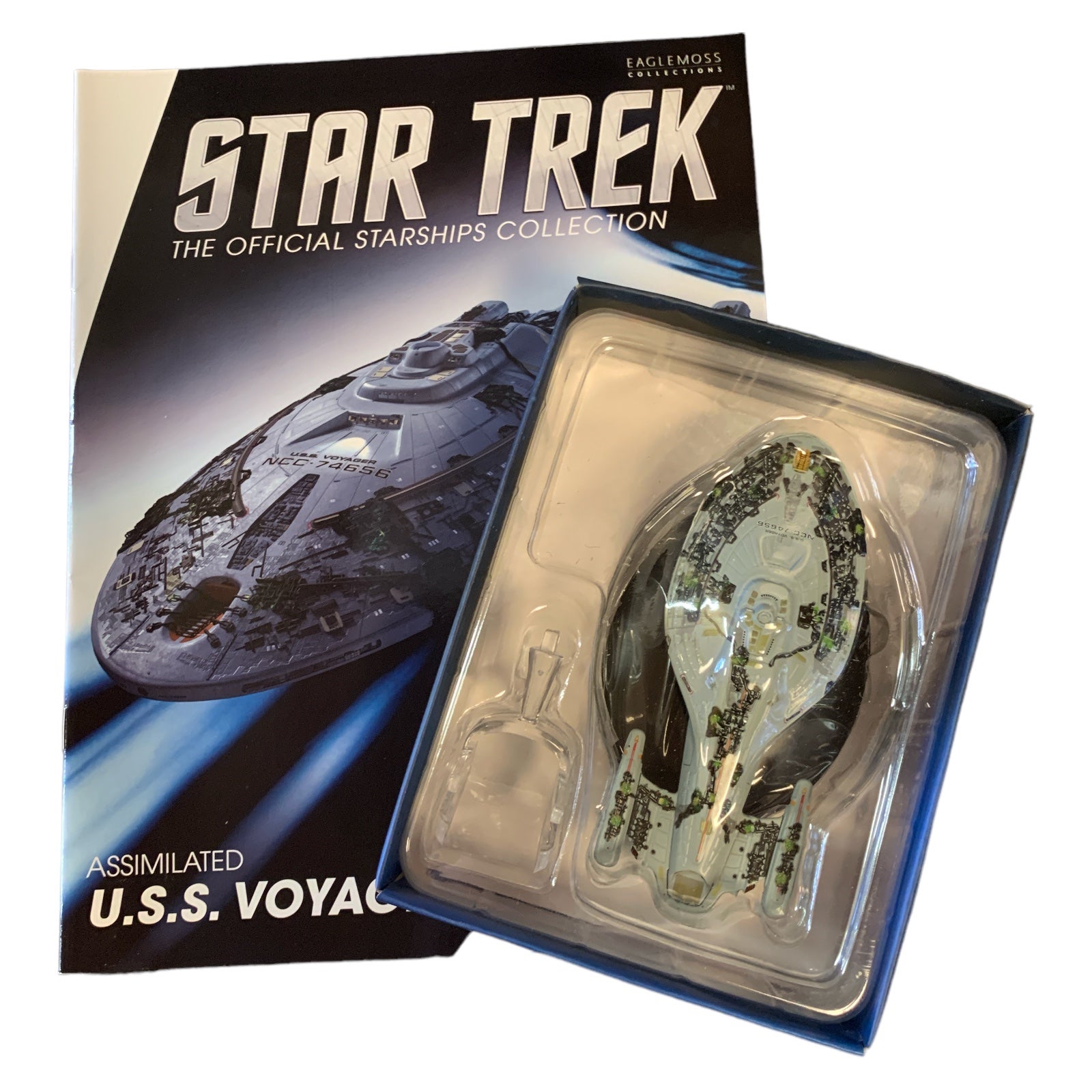 Bonus #15  Assimilierte U.S.S. Voyager Raumschiff Modell mit englischem Magazin Star Trek Eaglemoss