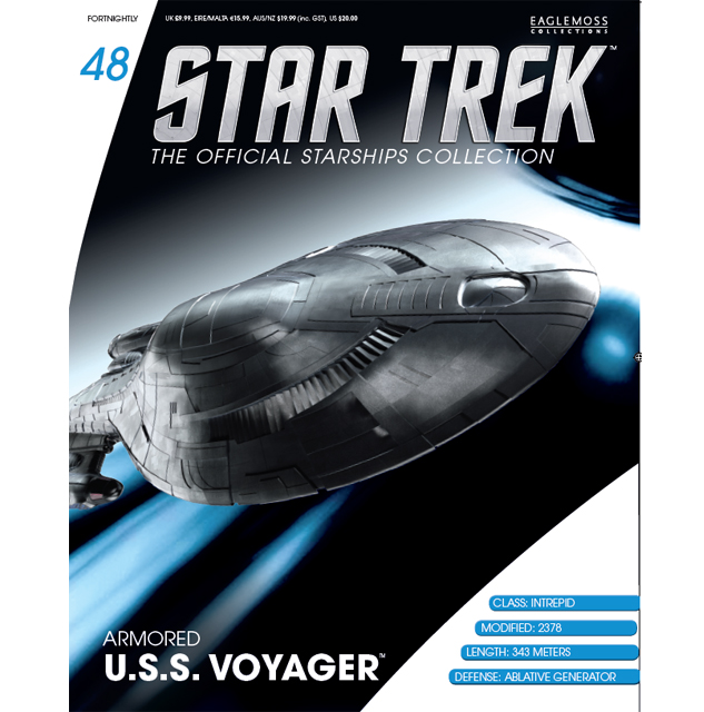 #048 englische Armored U.S.S. Voyager (2378) Raumschiff Modell mit Magazin Eaglemoss Star Trek