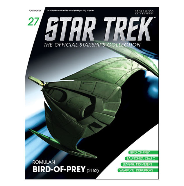 #027 englischer Romulan Bird-of-Prey (2152) Raumschiff Modell mit Magazin Eaglemoss Star Trek