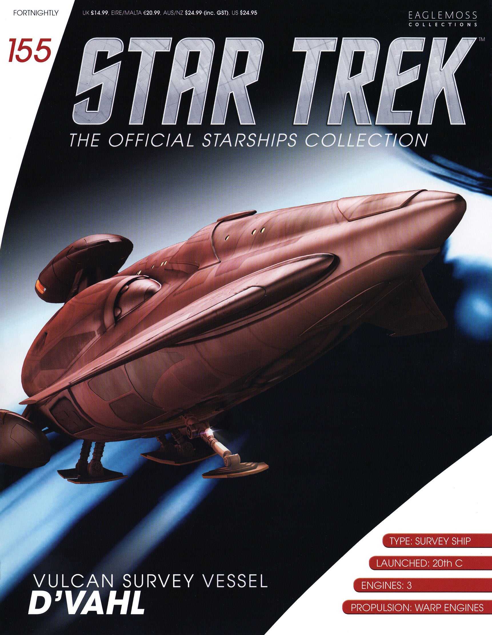 #155 English Vulcan Survey Vessel D’vahl Starship Star Trek Raumschiff Modell mit Magazin Eaglemoss