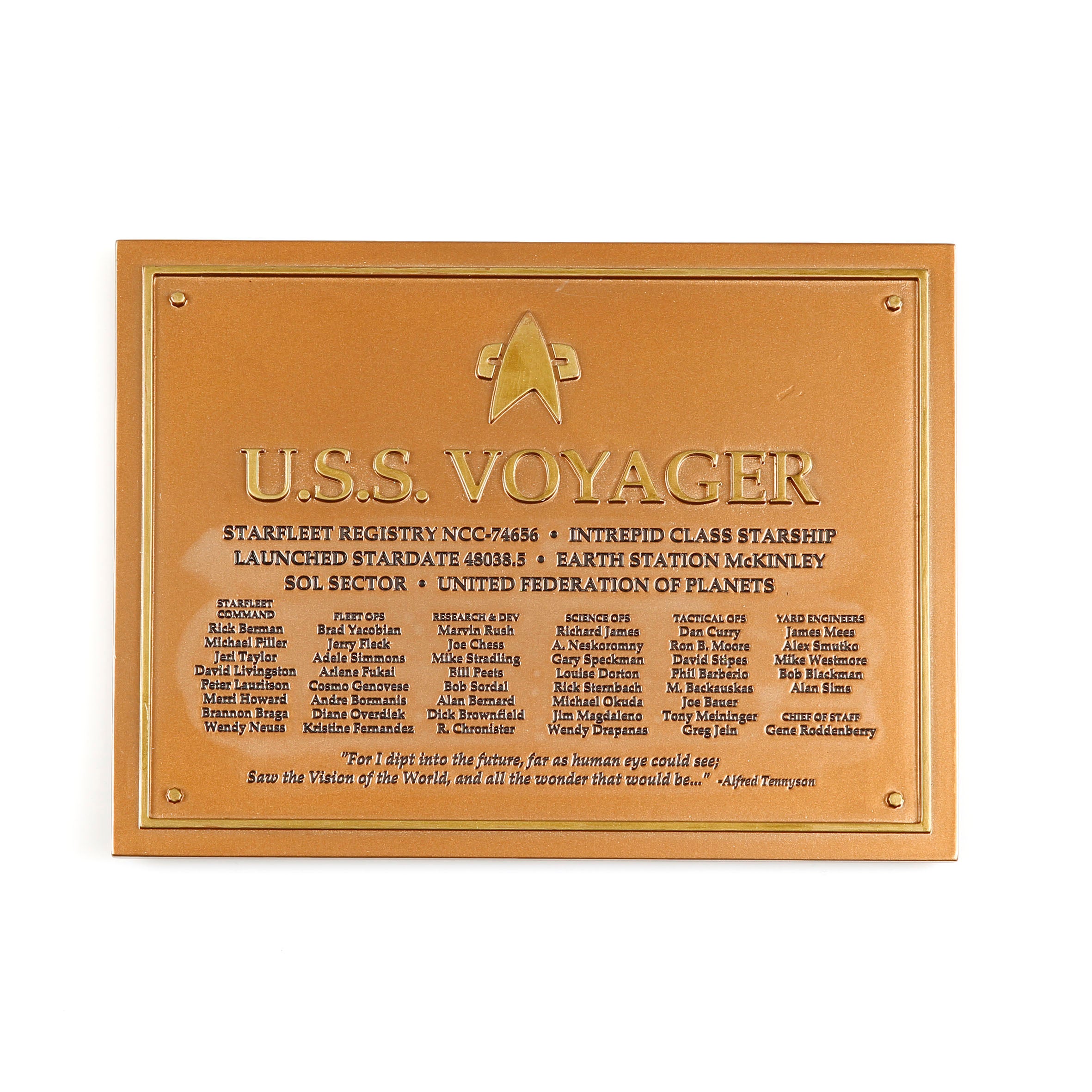 U.S.S. Voyager Schiffs Plakette Star Trek Eaglemoss Dedikation Plaque U.S.S. Voyager Schiffs Plakette Star Trek Eaglemoss Dedikation Plaque