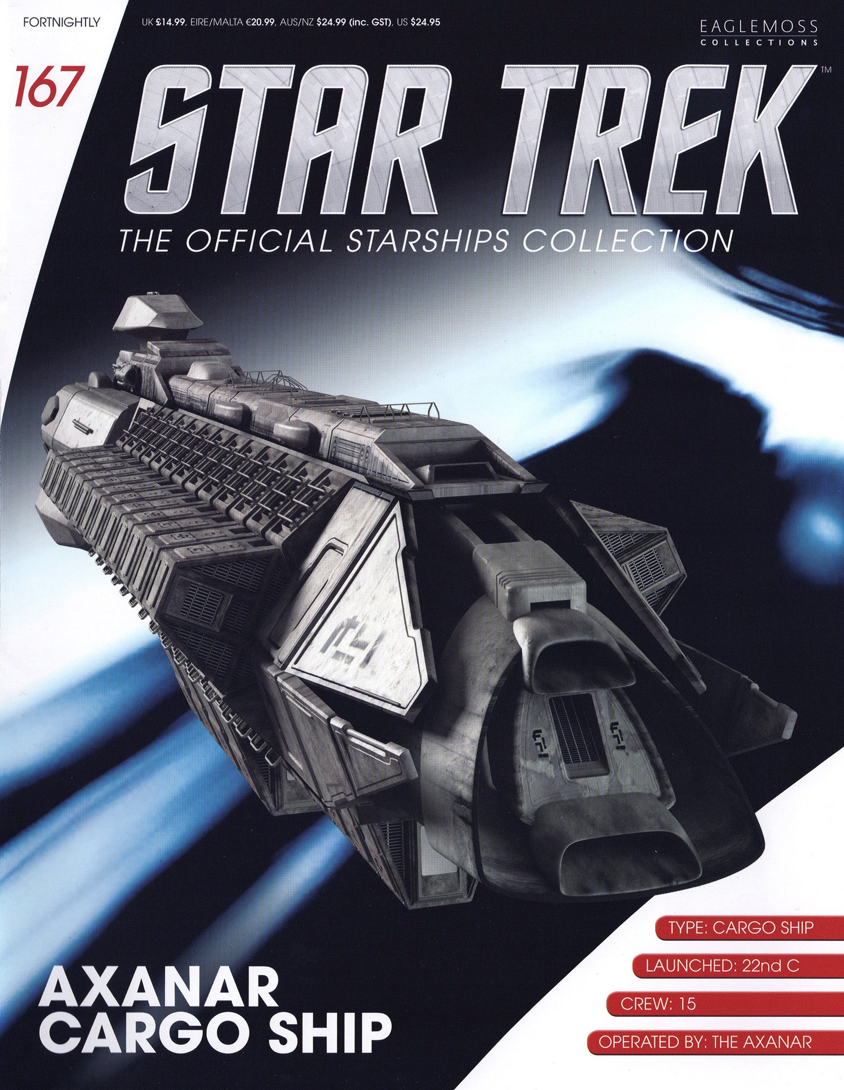 #167 englische Axanar Cargo Vessel Raumschiff Modell mit Magazin Eaglemoss