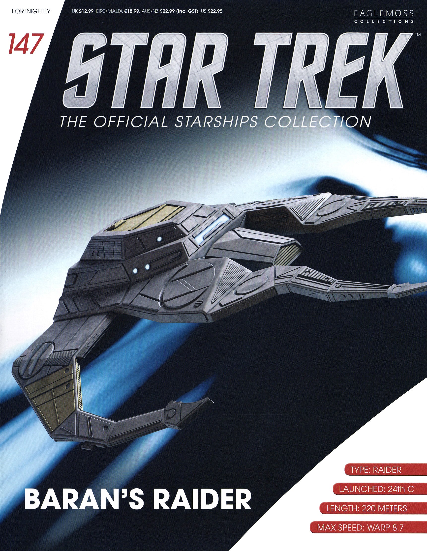 -#147 englische rBaran's Raider (Mercenary Vessel) Star Trek Raumschiff Modell mit englischem Magazin Eaglemoss