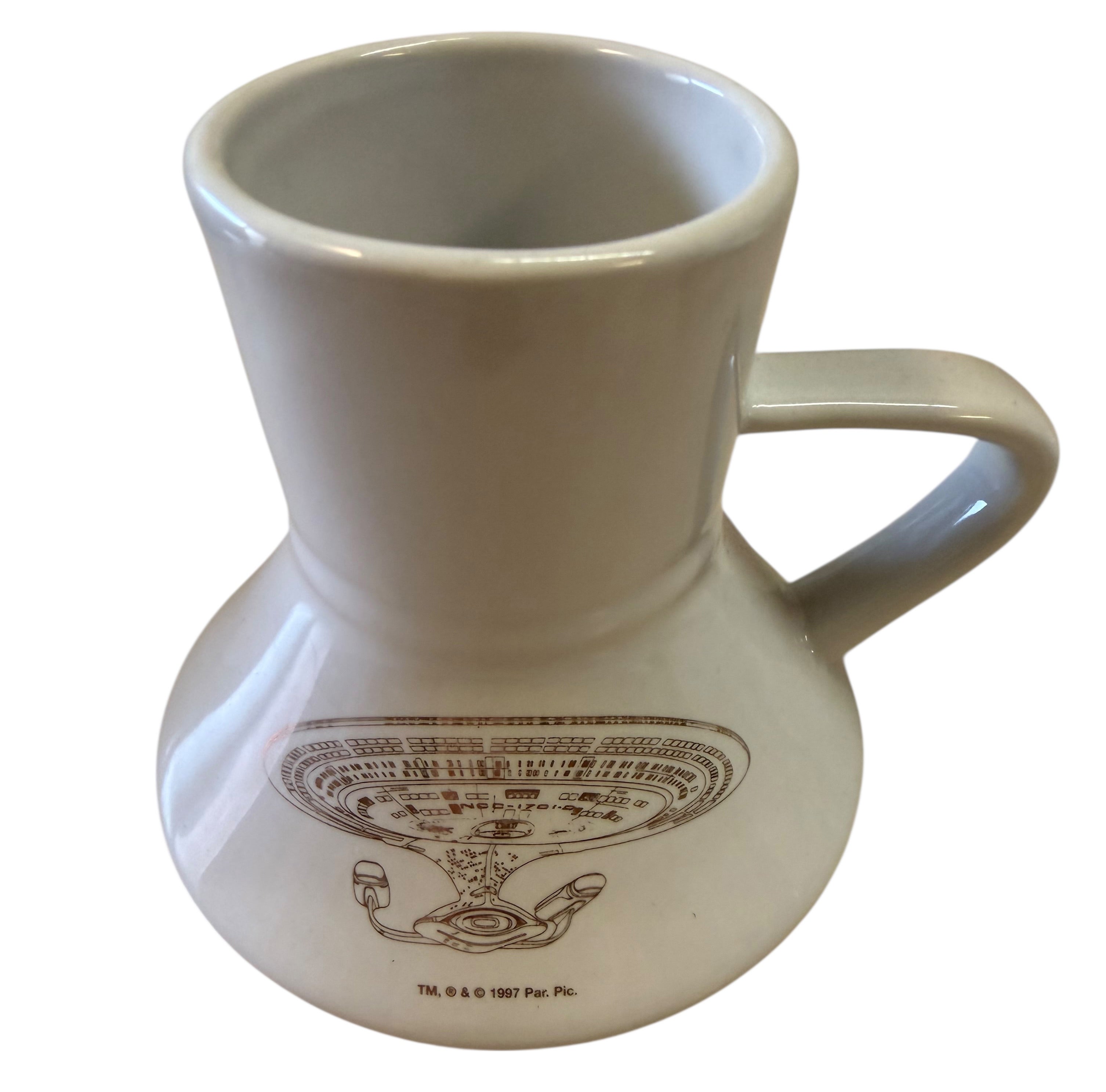 Warp Speed Tasse Star Trek Enterprise 1701-D Schiff - 24-Karat Gold Auflage Weiss
