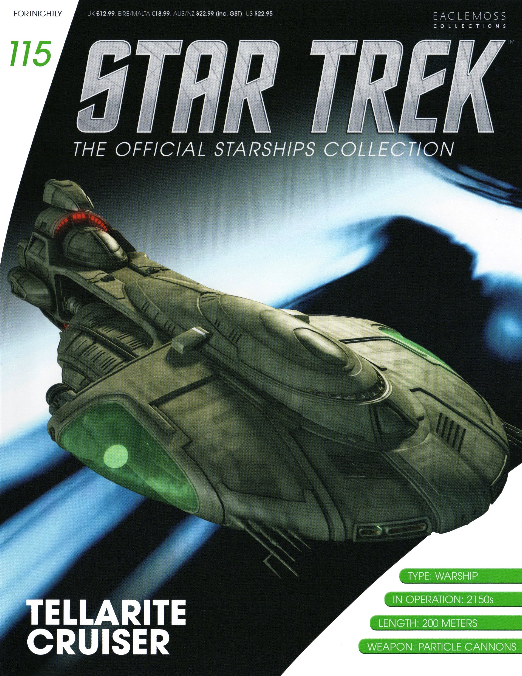#115 English Tellarite Cruiser Star Trek starship model with magazin Eaglemoss