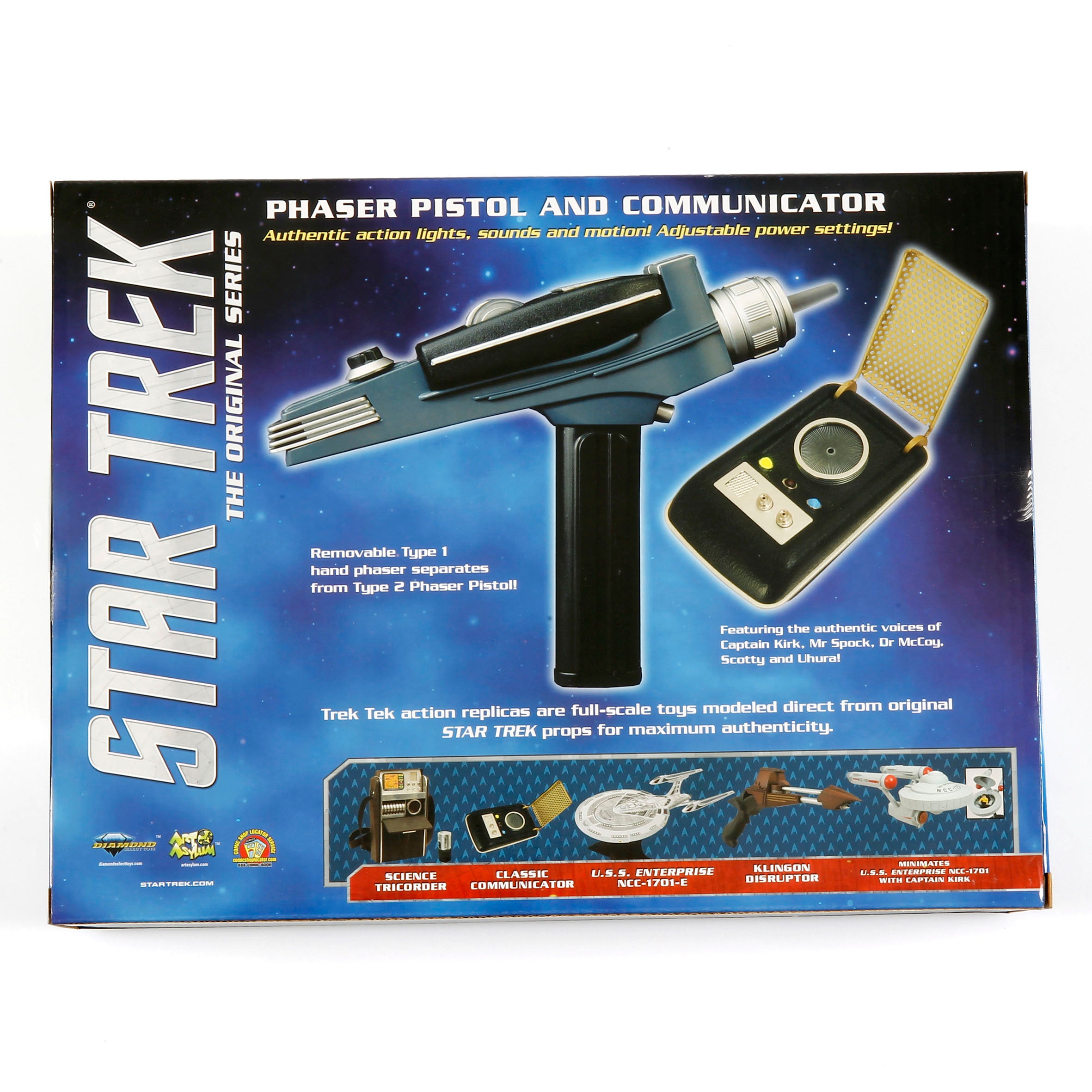 Star Trek Classic Communicator und Phaser mit goldenem Griff - Set