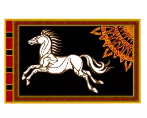 Banner von ROHAN Herr Der Ringe Flagge Replica Fahne schwarzem Grund Banner von ROHAN Herr Der Ringe Flagge Replica Fahne schwarzem Grund