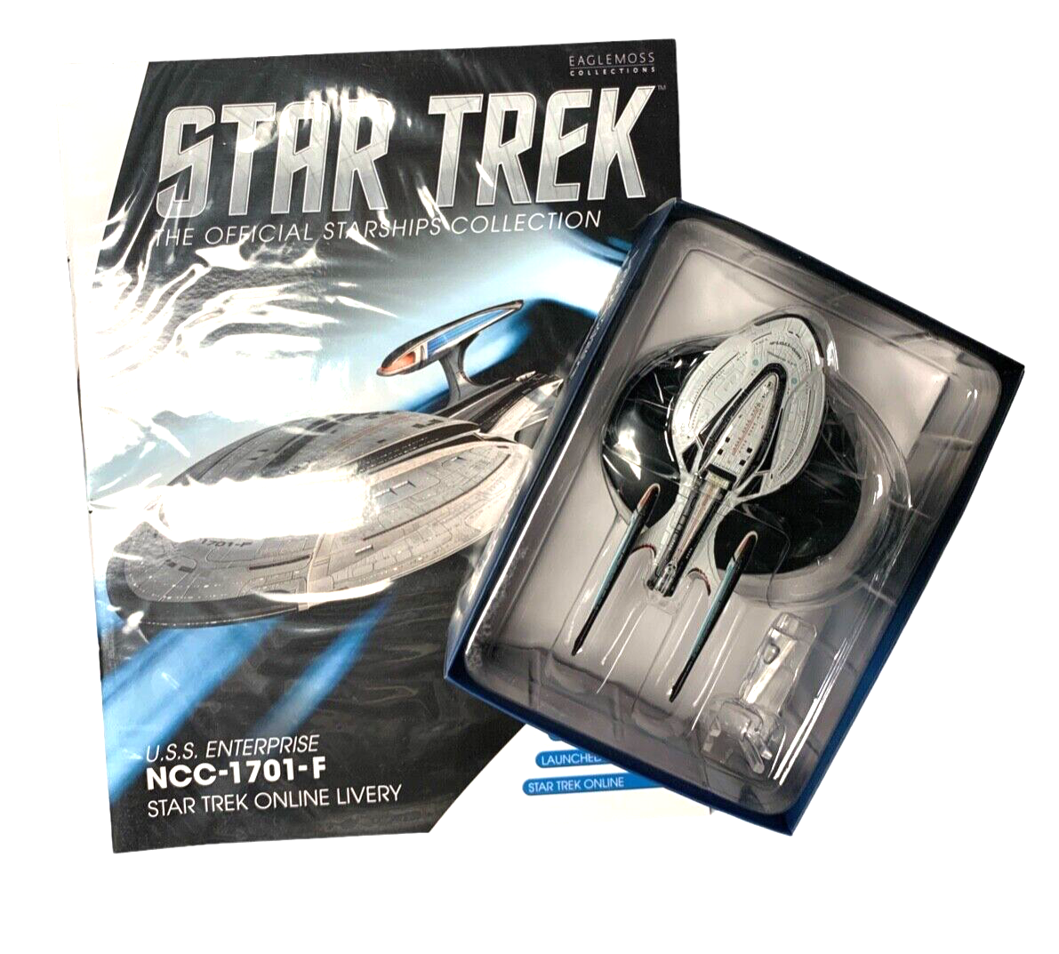 Online #15 U.S.S. Enterprise NCC-1701-F Star Trek Online Livery starship model with Englisch magazine Eaglemoss 1. edition Online #15 U.S.S. Enterprise NCC-1701-F Star Trek Online Livery starship model with Englisch magazine Eaglemoss 1. edition