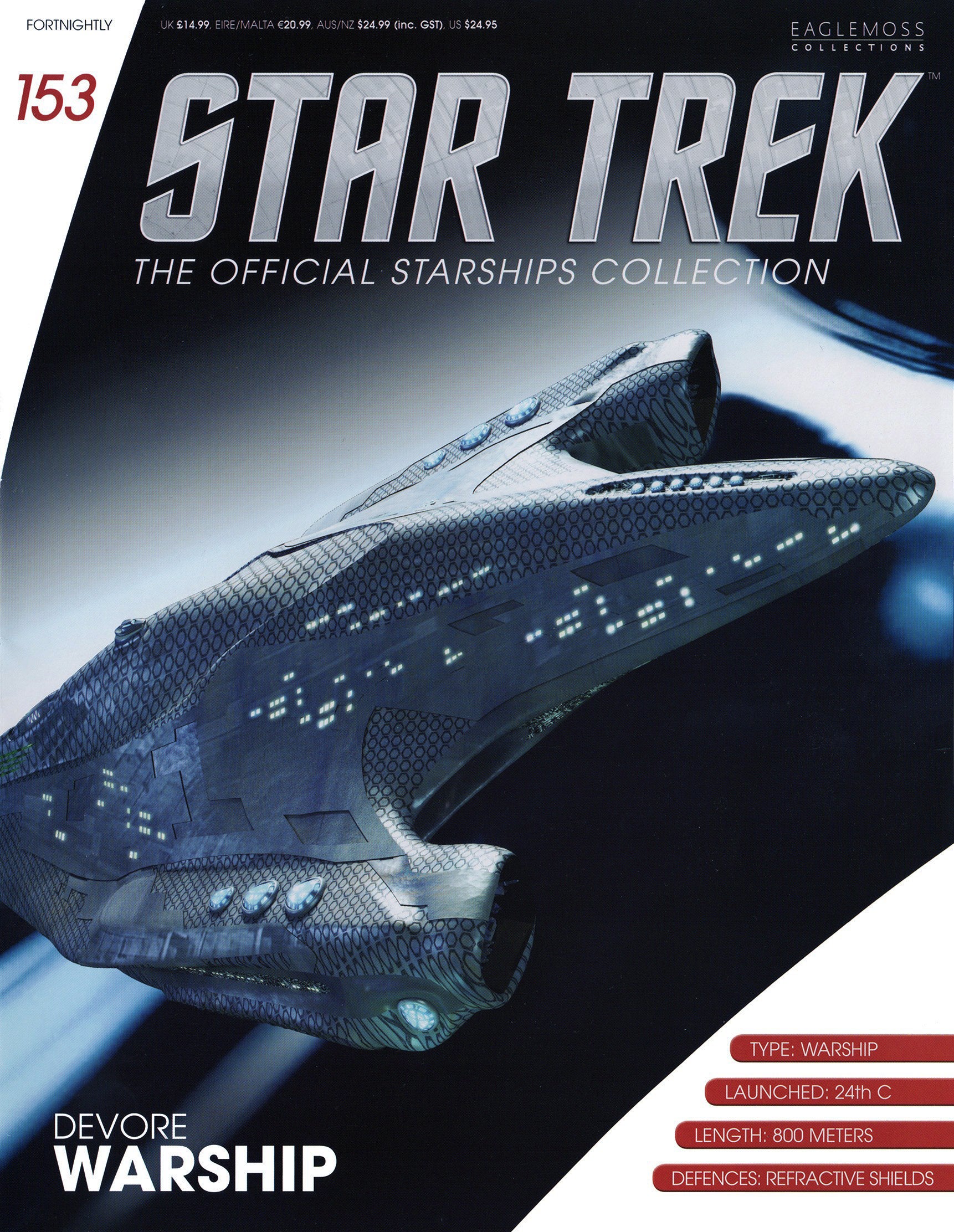 - #153 English. Star Trek Devore Warship Raumschiff Modell mit Magazin Eaglemoss