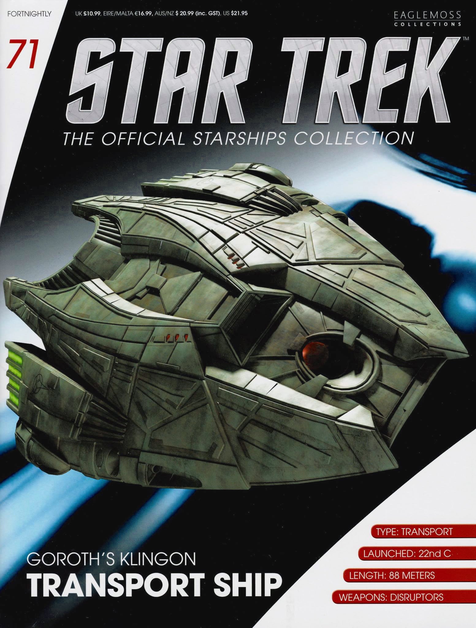 #071 englische Goroth's Klingon Transport Schiff mit Magazin Eaglemoss Star Trek Raumschiff Modell