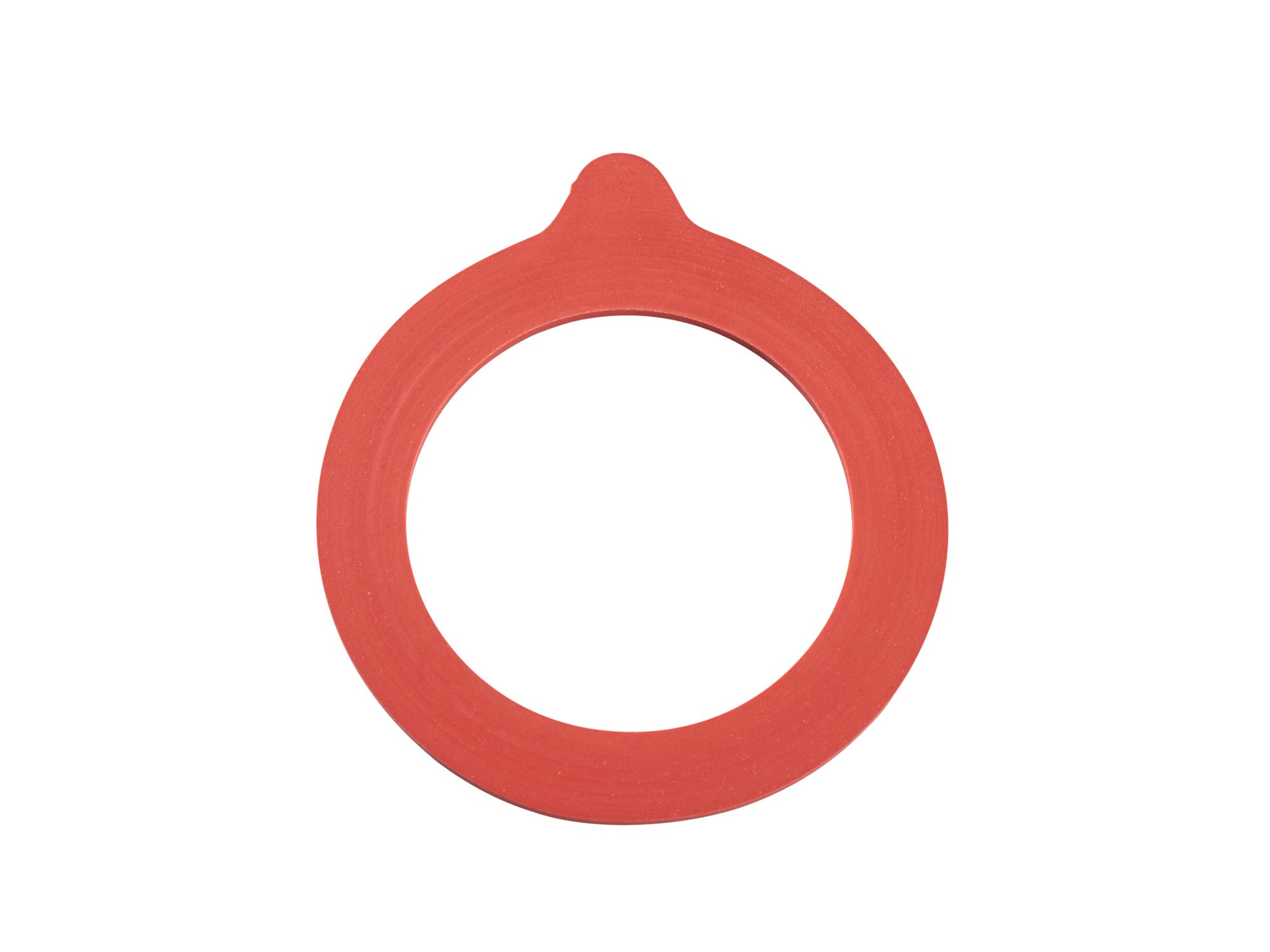 Roter Ersatzgummiring mit den Maßen 68x94 mm. Der Ring hat eine glatte Oberfläche und eine kleine Lasche für einfaches Handling. Ideal für verschiedene Anwendungen.