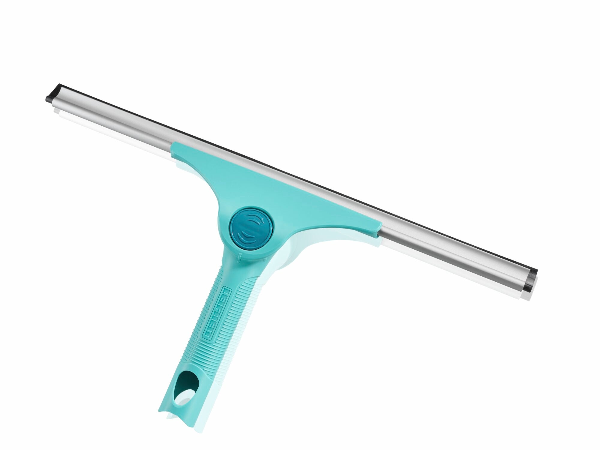 Ściągaczka 2w1 XL Pro Reach: Ściągaczka do okien w kolorze turkusowym z ergonomicznym uchwytem i szeroką gumową krawędzią do skutecznego czyszczenia dużych powierzchni szklanych. Idealna do czyszczenia bez smug.
