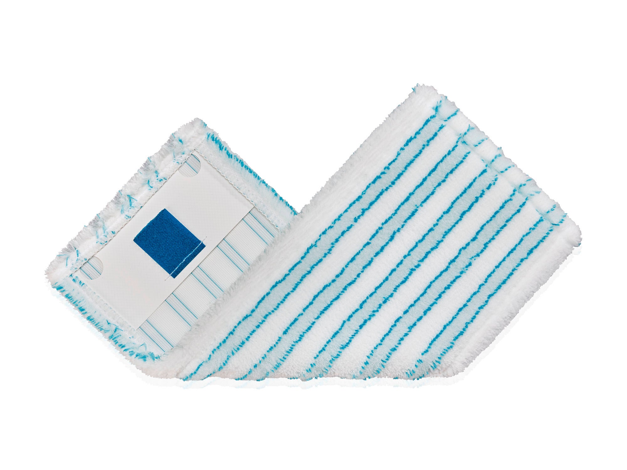 Ersatzbezug CLEAN TWIST M micro duo: Ein weißer Wischbezug mit türkisfarbenen Streifen, ideal für gründliche Reinigung. Perfekt für den CLEAN TWIST M Wischmop.