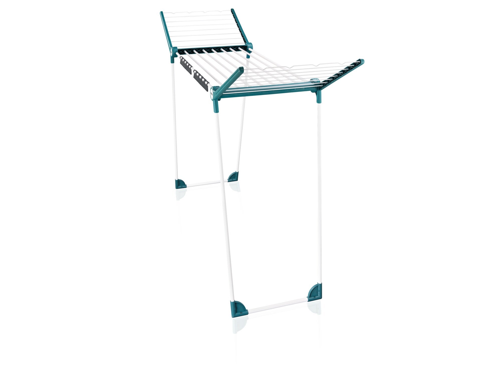 Standtrockner Pegasus Rock Solid Care XXL von Leifheit in voller Ansicht. Der Wäscheständer hat ausklappbare Flügel und stabile Beine für sicheren Stand. Ideal für große Wäschemengen.