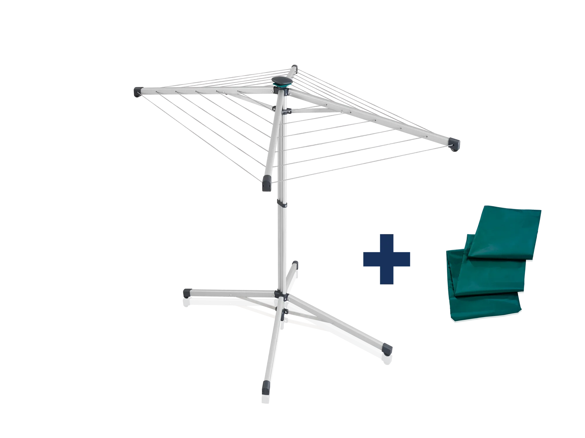 LinoPop-Up 140 droogmolen: Compacte, draagbare droogmolen met een stabiele basis en meerdere lijnen. Ideaal voor kleine ruimtes of op reis. Inclusief praktische draagtas.