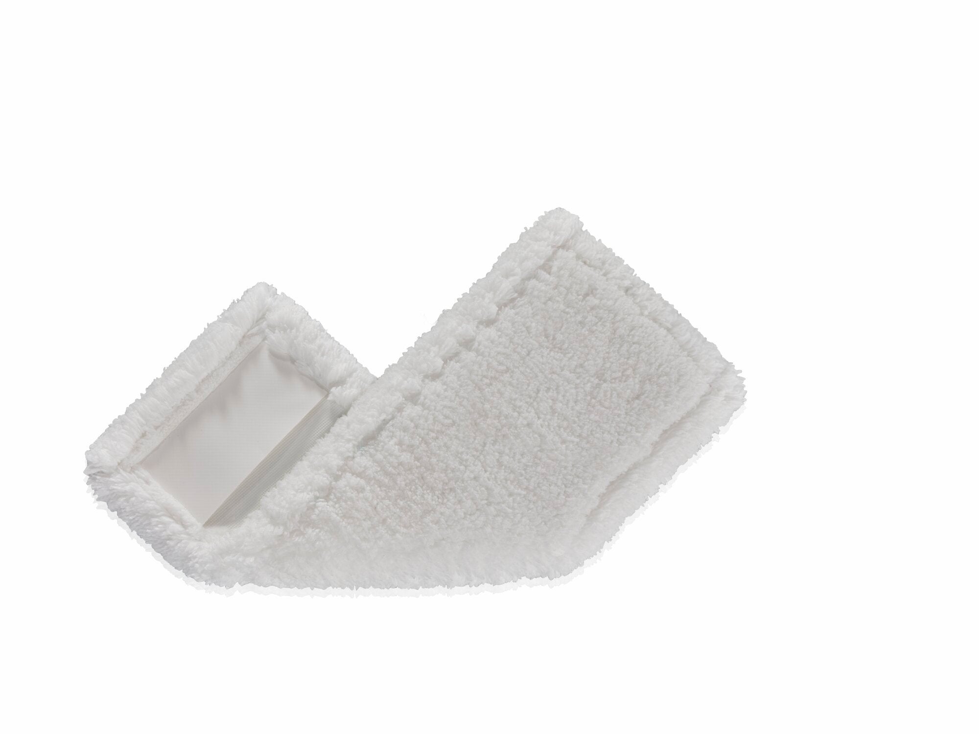 Imagen de un accesorio de limpieza llamado "SUPERDUSTER Floor". Es un recambio de microfibra blanca diseñado para atrapar el polvo de manera eficiente en superficies planas. Ideal para mantener los suelos libres de suciedad y polvo.