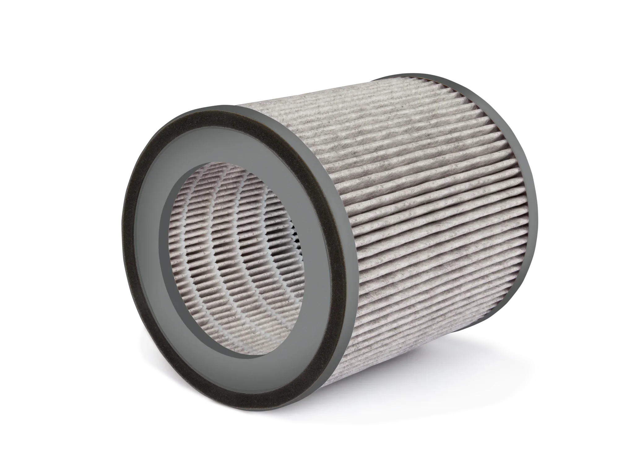 Wymienny filtr do oczyszczacza powietrza Airfresh Clean Connect 500. Cylindryczny filtr ma szarą powierzchnię i został zaprojektowany z myślą o skutecznym oczyszczaniu powietrza.