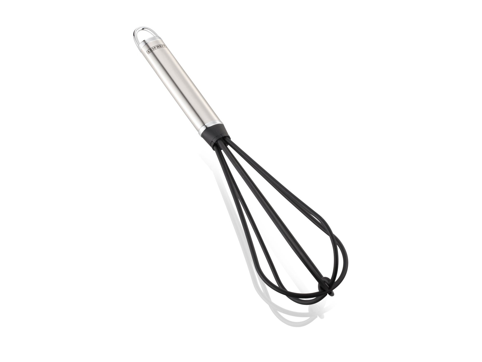 Ein 32 cm langer Schneebesen aus Nylon mit einem ergonomischen Griff. Ideal zum Mischen und Schlagen von Zutaten in der Küche. Robust und spülmaschinenfest.