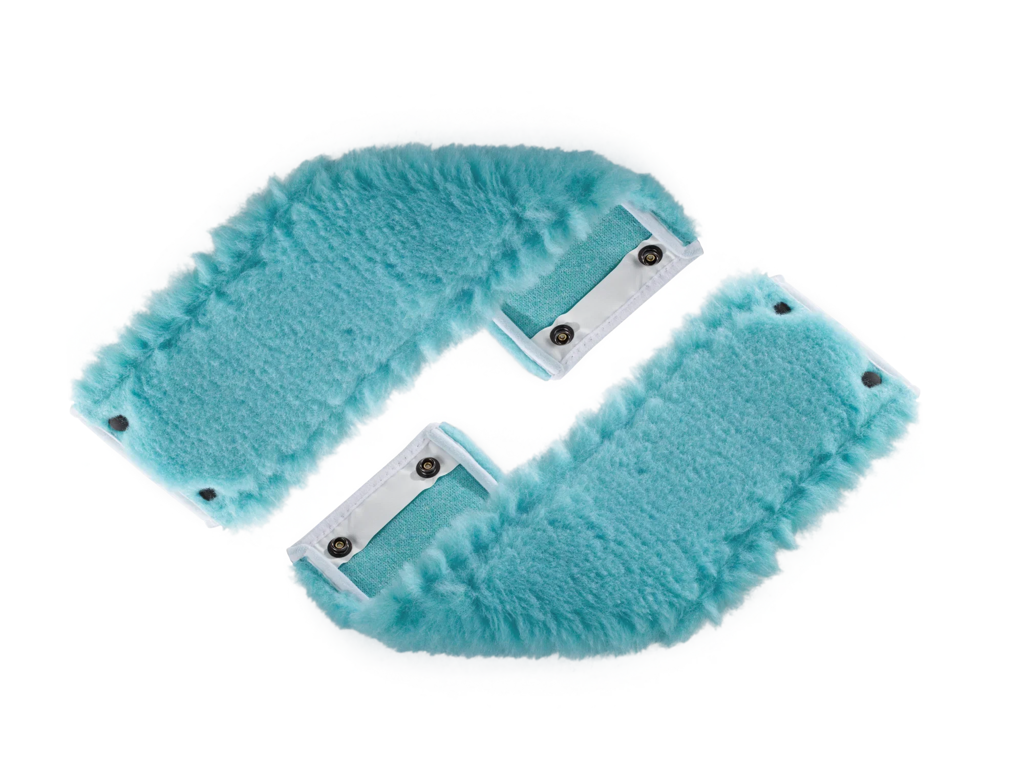 Dwie turkusowe nakładki na mopy z mikrofibry, odpowiednie do systemu CLEAN TWIST Combi M. Idealne do dokładnego czyszczenia podłóg, z technologią static plus.