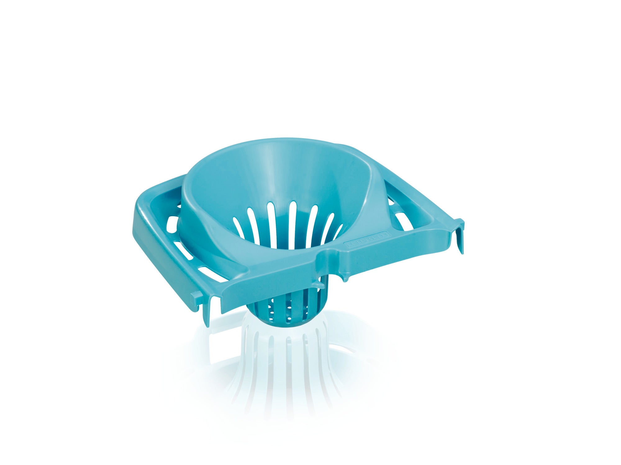 Un filtro Classic Mop turchese, ideale per strizzare efficacemente i mop. Il filtro è robusto e si inserisce perfettamente nel secchio per facilitare la pulizia.