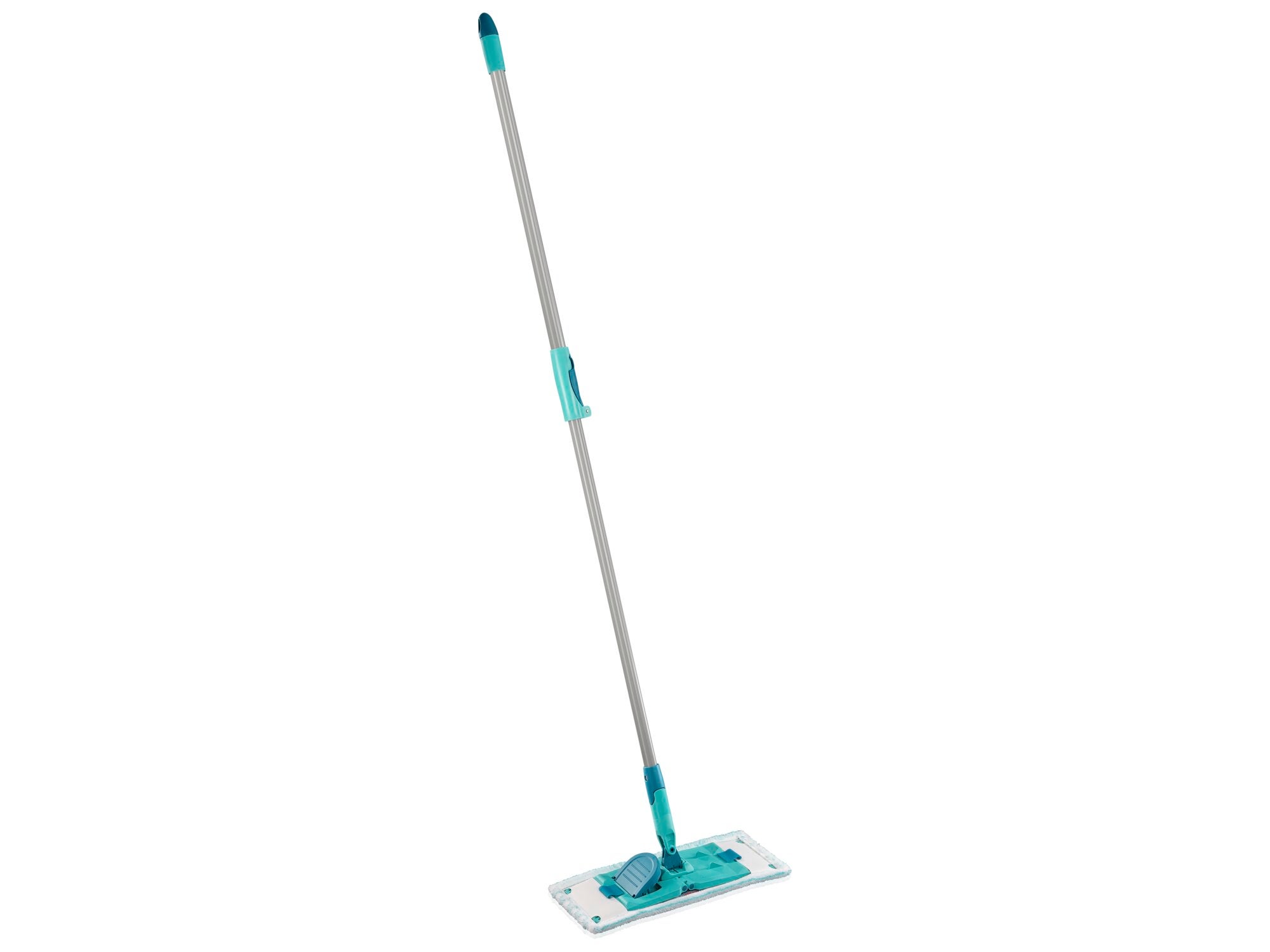POWER CLEAN dweilmop met telescopische steel en micro duomop. De mop heeft een modern ontwerp en is ideaal voor het reinigen van vloeren.