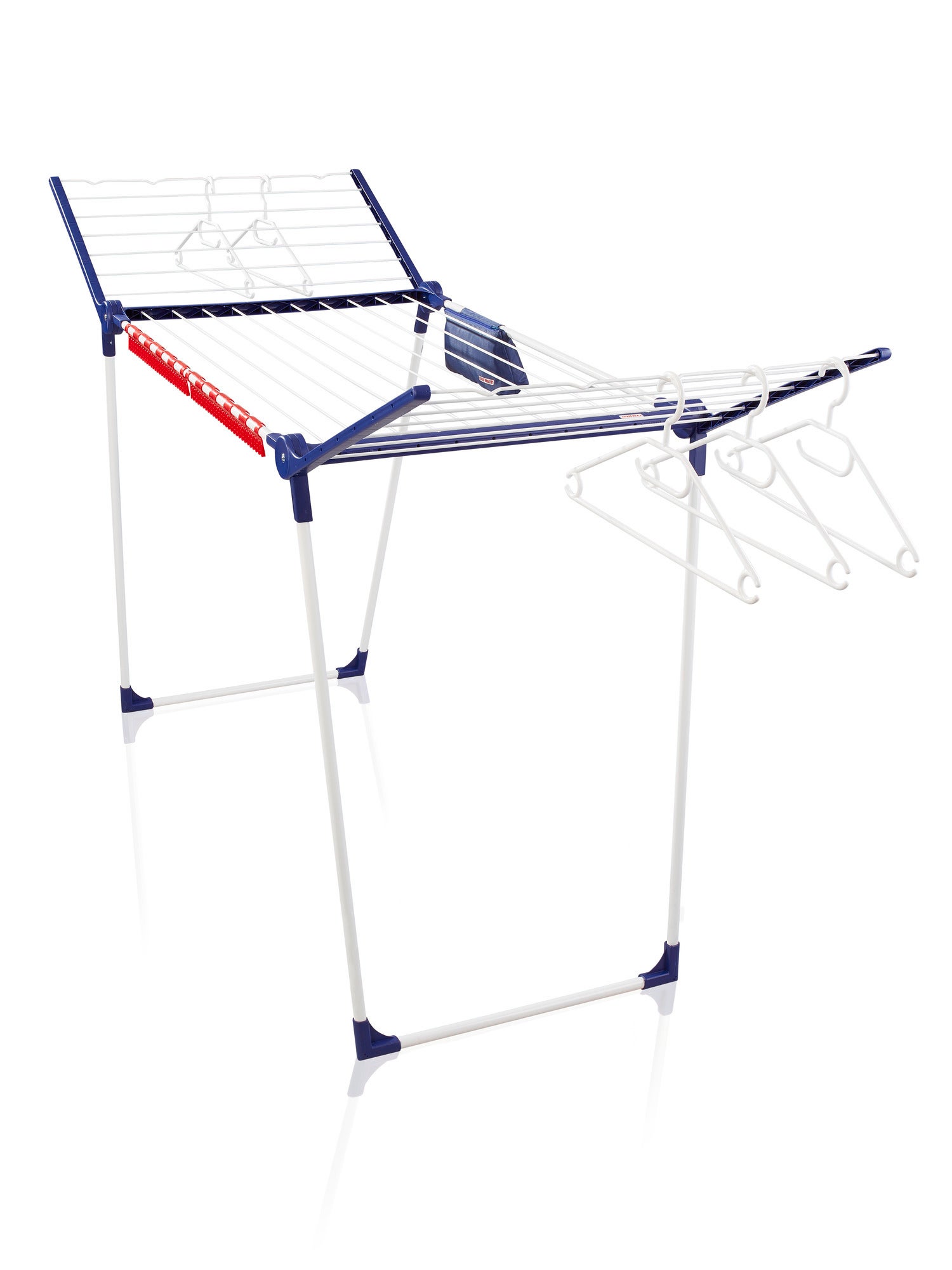 Stendibiancheria verticale Pegasus 200 Solid Comfort: un robusto stendibiancheria con ali pieghevoli e ganci appendiabiti integrati. Ideale per grandi quantità di biancheria.