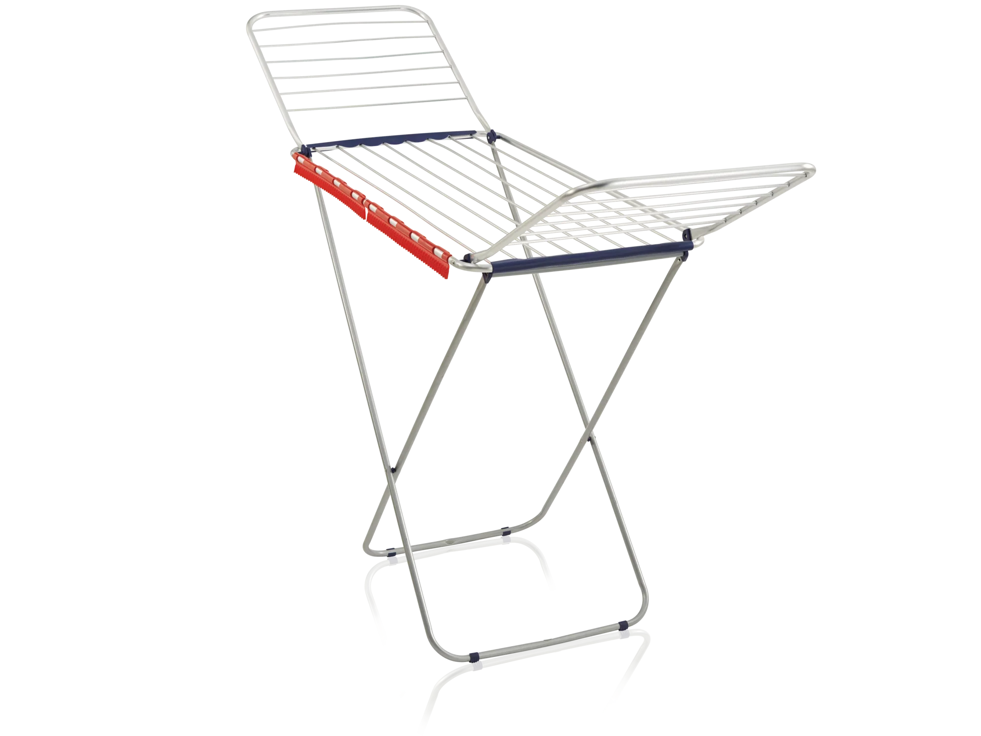 Aluminium Siena 200 vrijstaande droger rechtop. De droger heeft twee uitklapbare vleugels en biedt veel ruimte voor het drogen van kleding. Ideaal voor binnen en buiten.