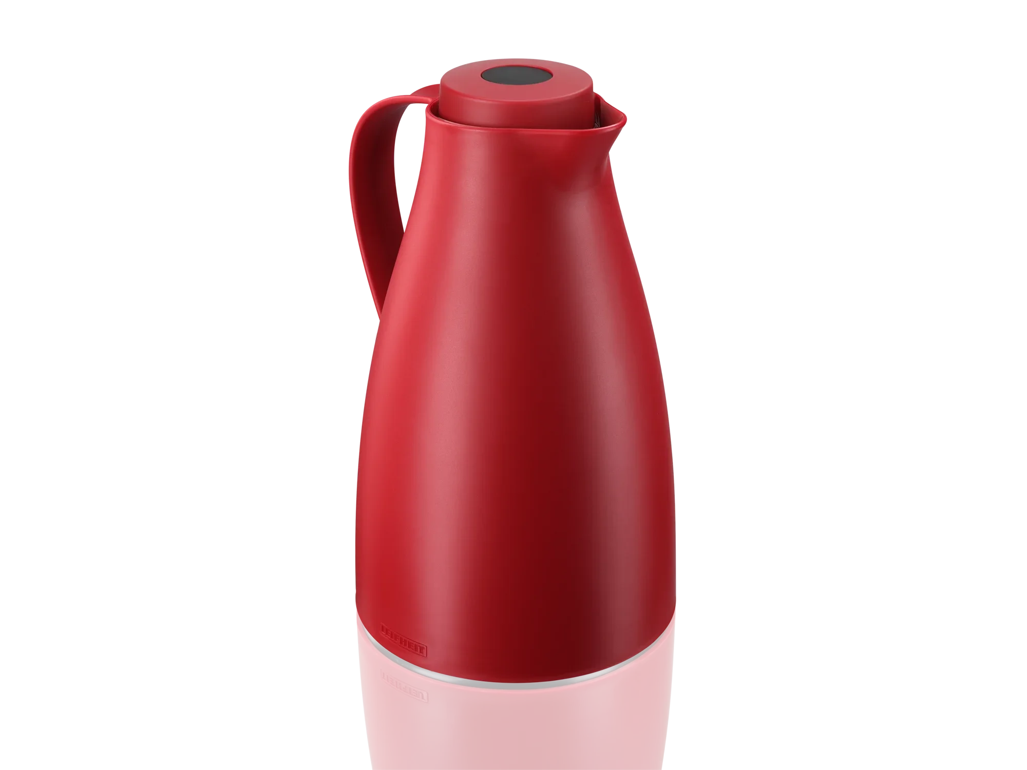 Harmonic isoleerkan in donkerrood. De elegante kan heeft een modern ontwerp met een glad oppervlak en praktisch handvat. Ideaal voor warme en koude dranken.