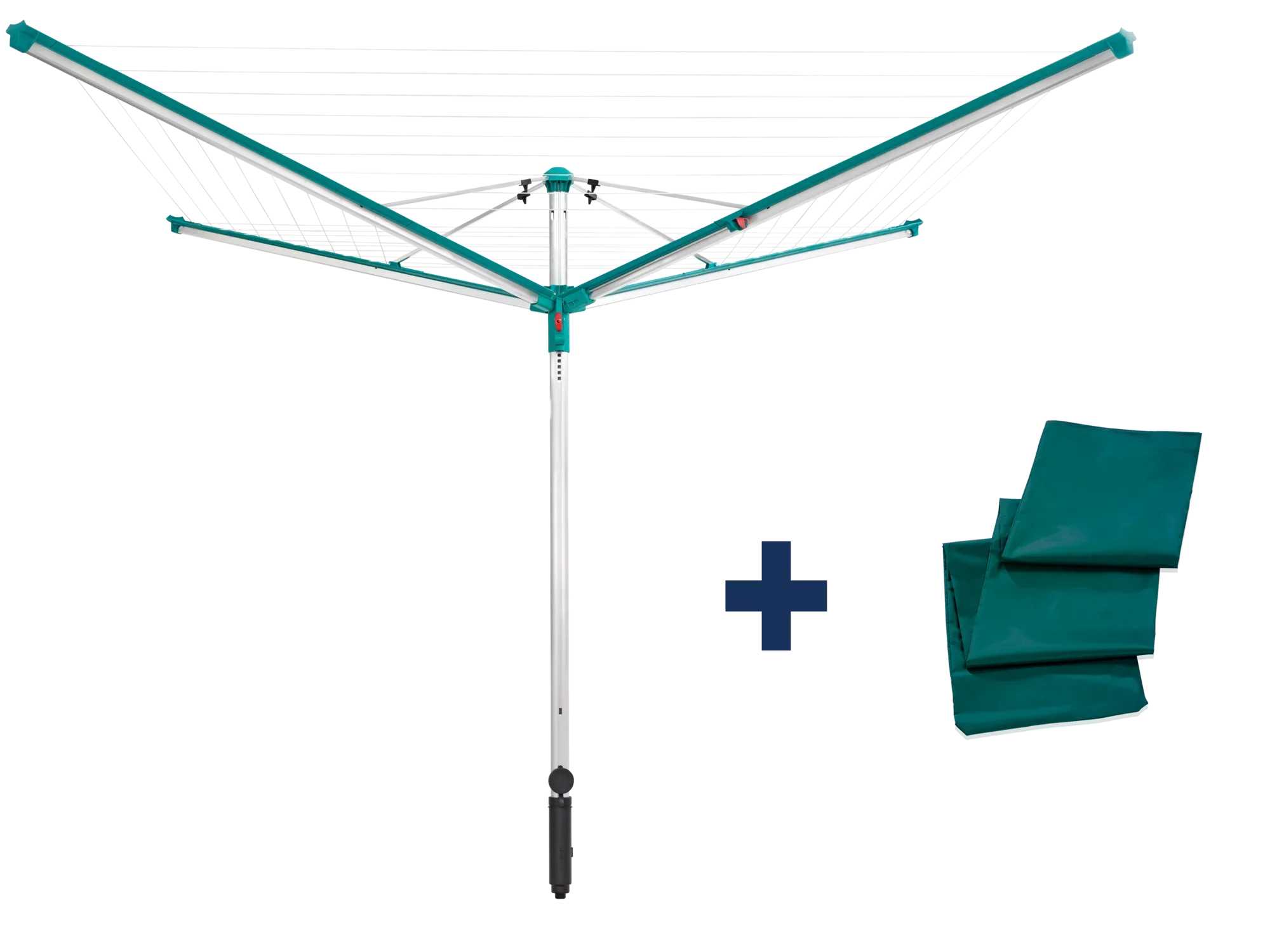 Linomatic 600 droogmolen Deluxe met beschermhoes. De droogmolen heeft uitklapbare armen en biedt veel ruimte om te drogen. Inclusief praktische beschermhoes.