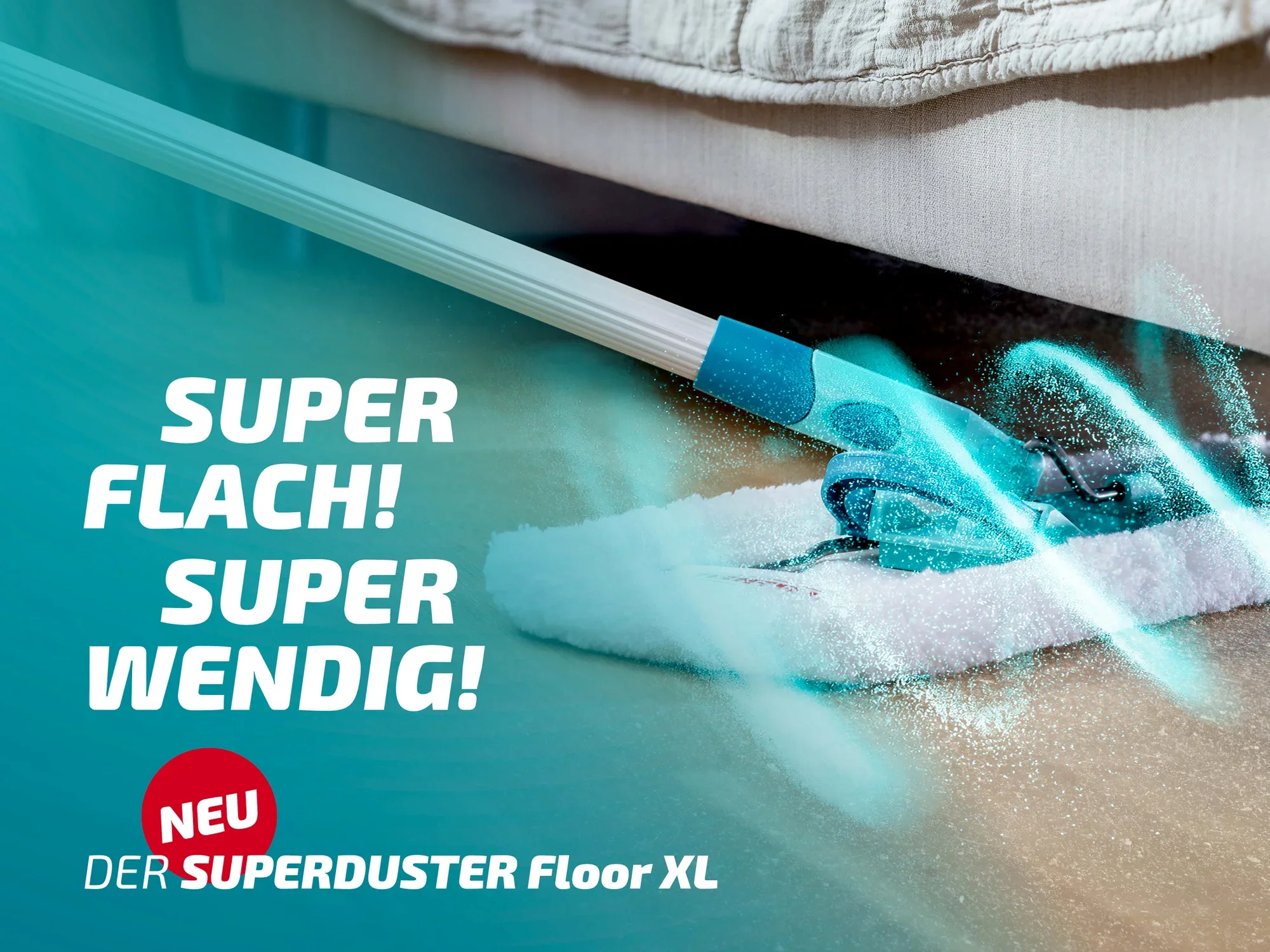 Der Leifheit Superduster Floor XL ist ein flacher und wendiger Staubwischer, ideal für schwer zugängliche Stellen. Perfekt für die gründliche Reinigung unter Möbeln.