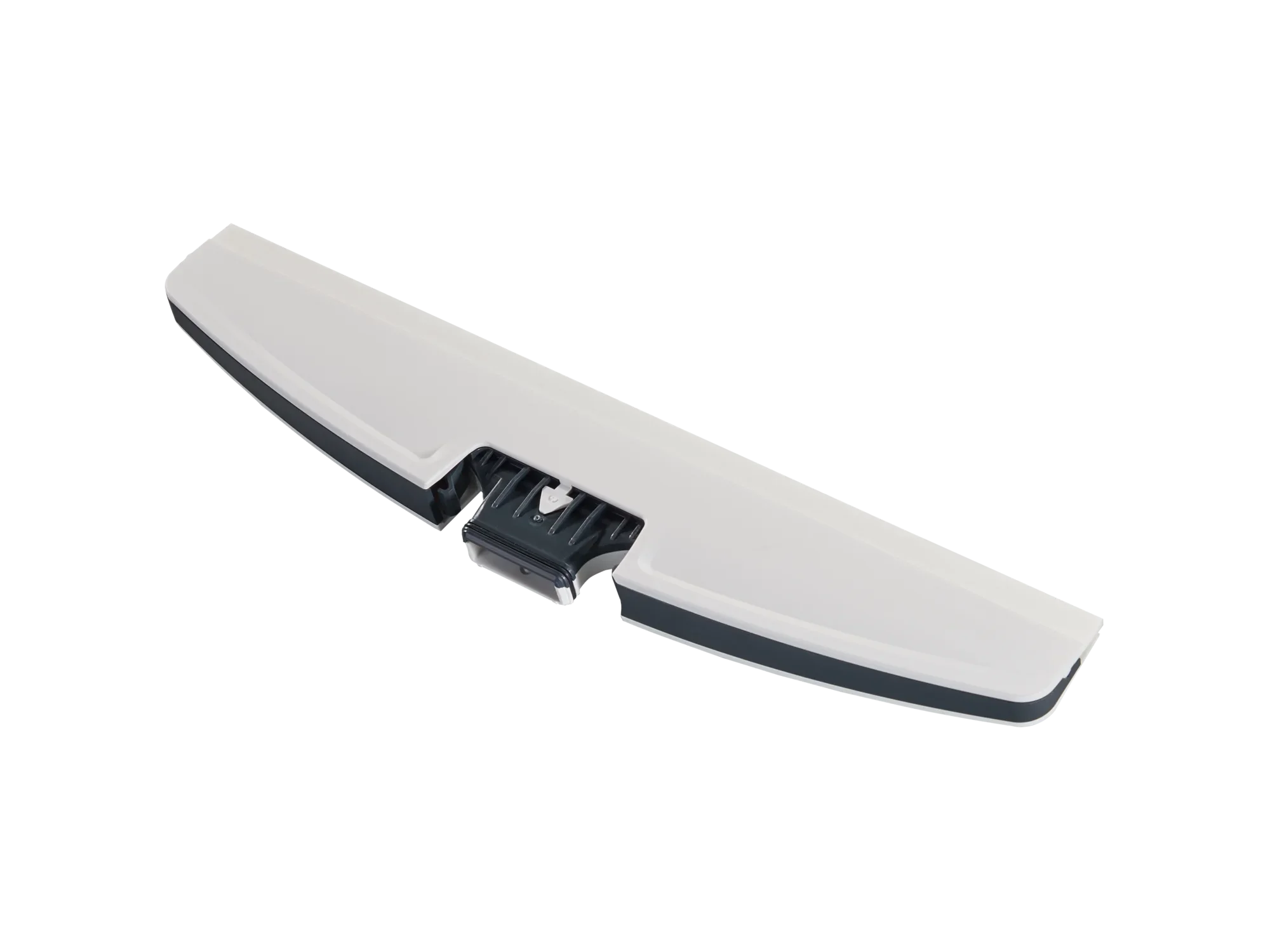 Nemo raam- en badkamerstofzuiger: De afbeelding toont de bevestiging van een raam- en badkamerstofzuiger. Het ontwerp is slank en functioneel, ideaal voor het reinigen van gladde oppervlakken.