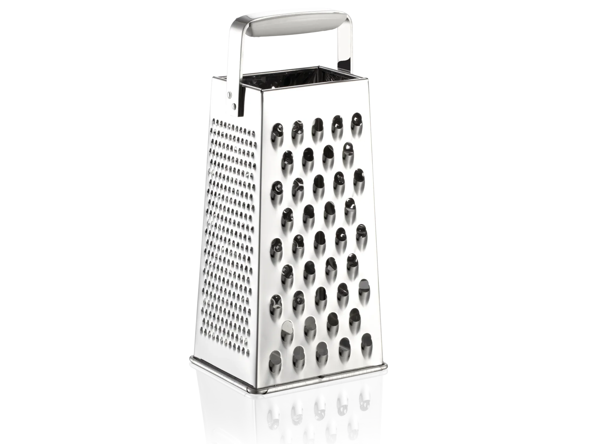 Roestvrijstalen vierkante rasp met ergonomisch handvat. Ideaal voor het raspen van kaas, groenten en meer. Robuuste constructie voor langdurige scherpte en efficiëntie.