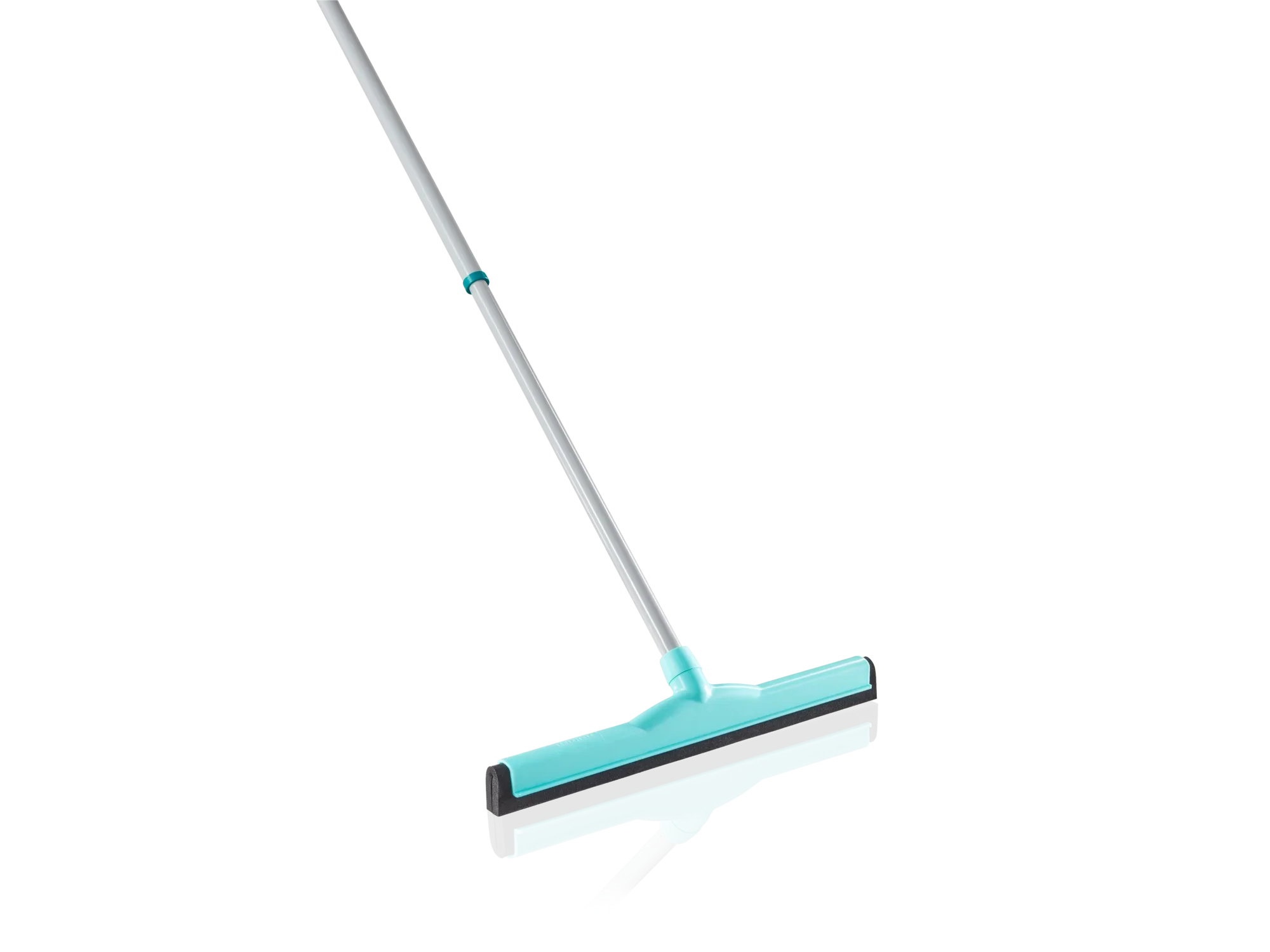 Een turquoise gekleurde Classic waterkrabber met telescopische steel op een witte achtergrond. Ideaal voor het effectief verwijderen van water van gladde oppervlakken.