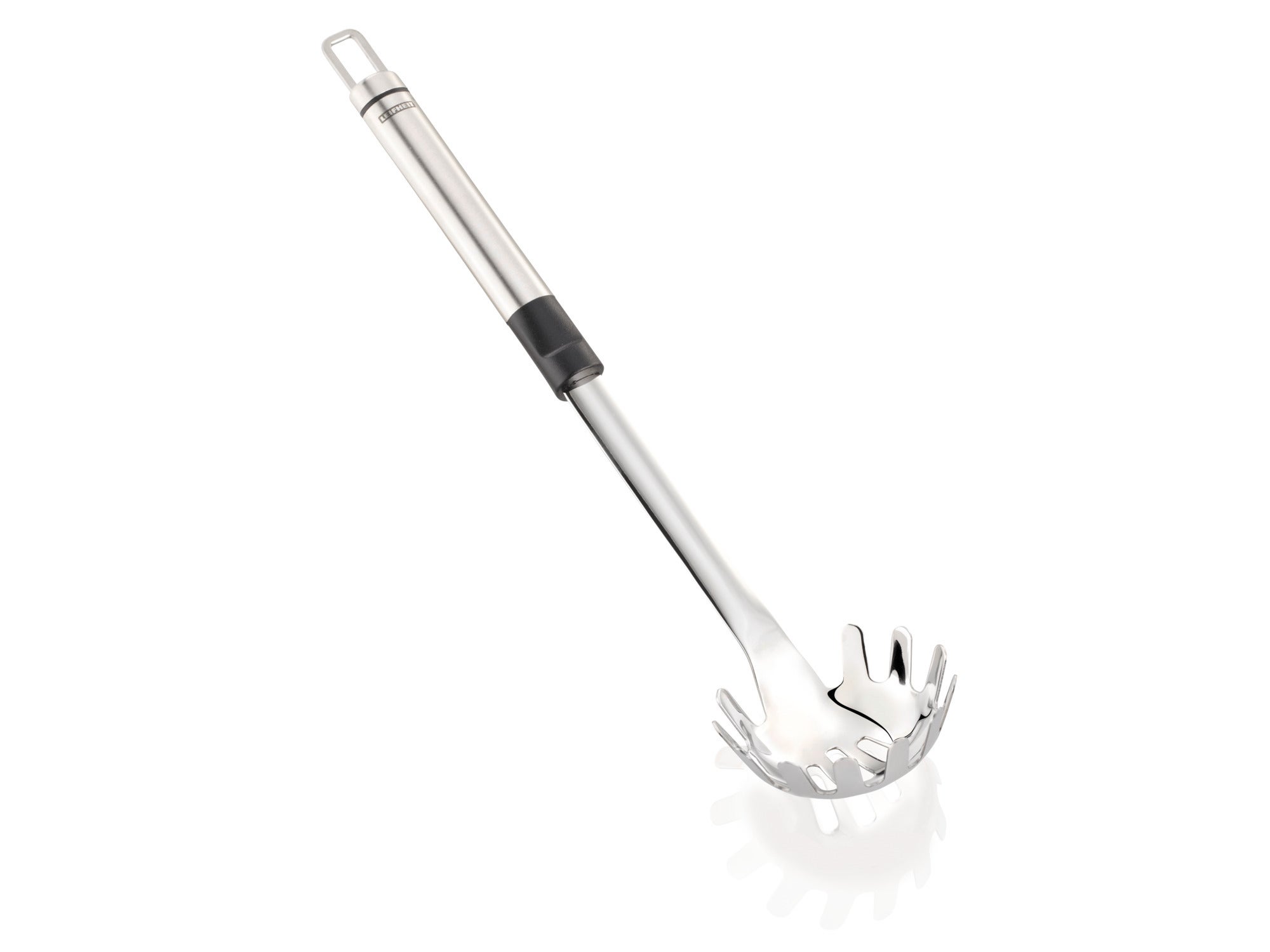 Spaghettilöffel ProLine aus Edelstahl mit ergonomischem Griff. Ideal zum Servieren von Spaghetti, langlebig und spülmaschinenfest. Perfekt für die moderne Küche.