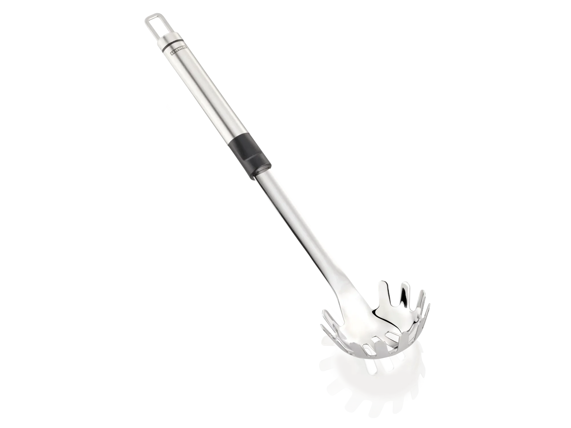 Roestvrijstalen ProLine spaghettilepel met ergonomisch handvat. Ideaal voor het serveren van spaghetti, duurzaam en vaatwasmachinebestendig. Perfect voor de moderne keuken.