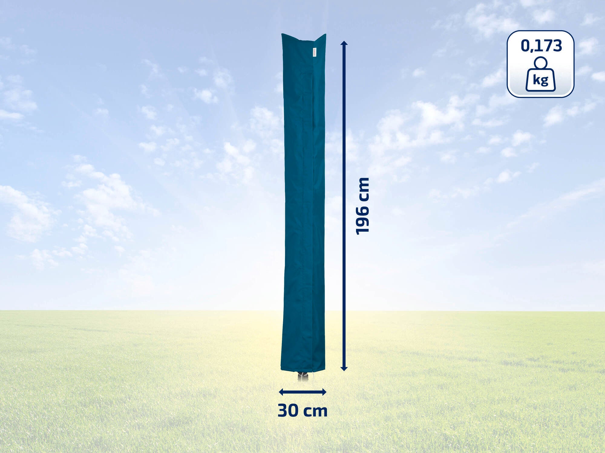 Grüne Schutzhülle für Wäschespinnen, 196 cm hoch und 30 cm breit. Ideal für den Schutz vor Witterungseinflüssen. Leichtgewichtig mit einem Gewicht von 0,173 kg.