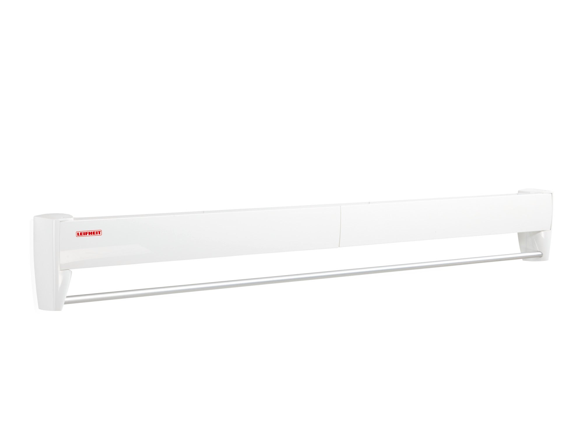 Wandtrockner Telegant 81 Protect Plus: Ein eleganter, weißer Wandtrockner mit ausziehbaren Stangen, ideal für kleine Räume. Perfekt zum Trocknen von Kleidung im Innenbereich.
