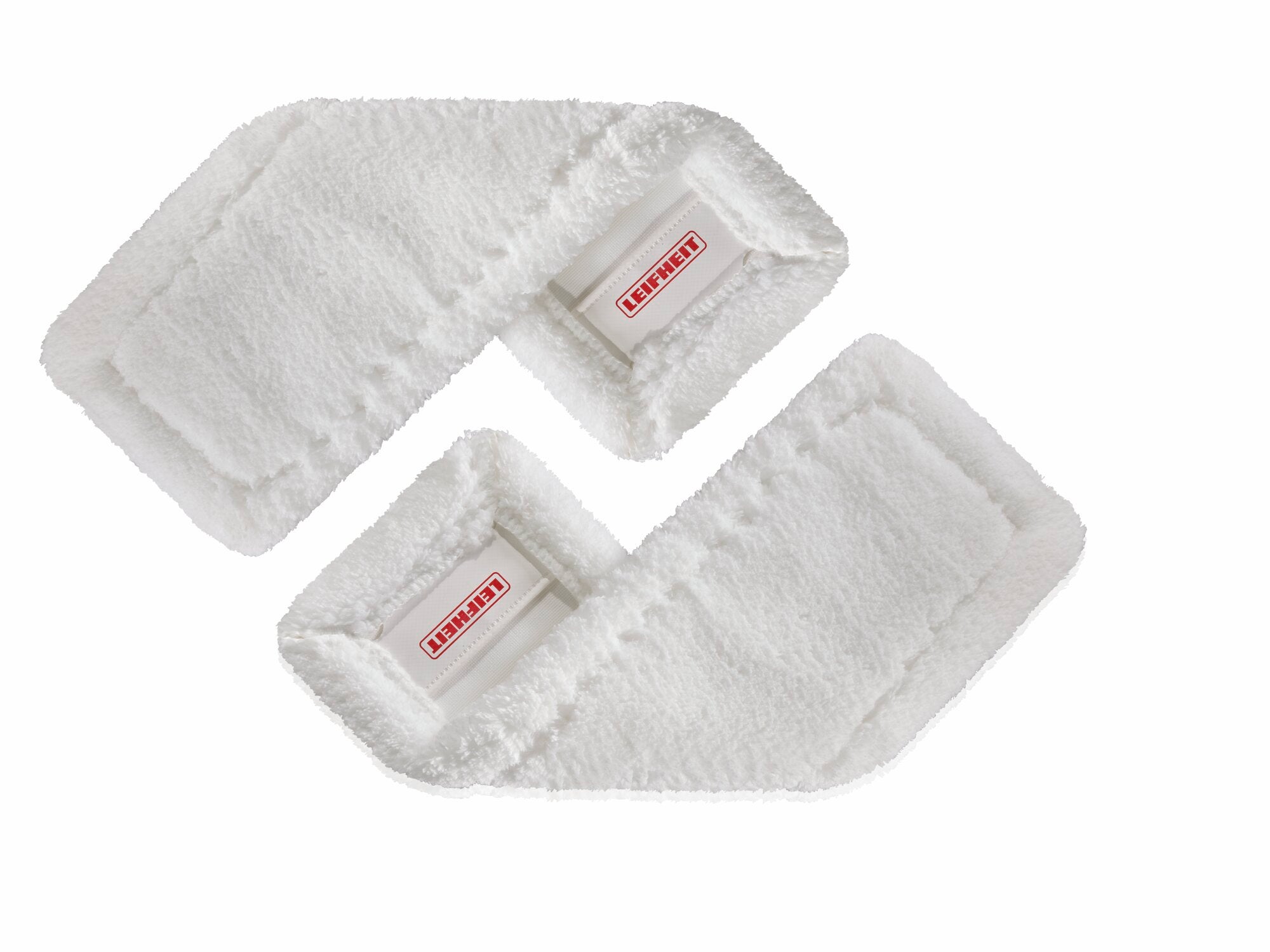 Zwei weiße Staubbezüge des Modells SUPERDUSTER Floor XL, geeignet für effiziente Reinigung großer Flächen. Die Bezüge sind flauschig und rechteckig, ideal für Staubentfernung.