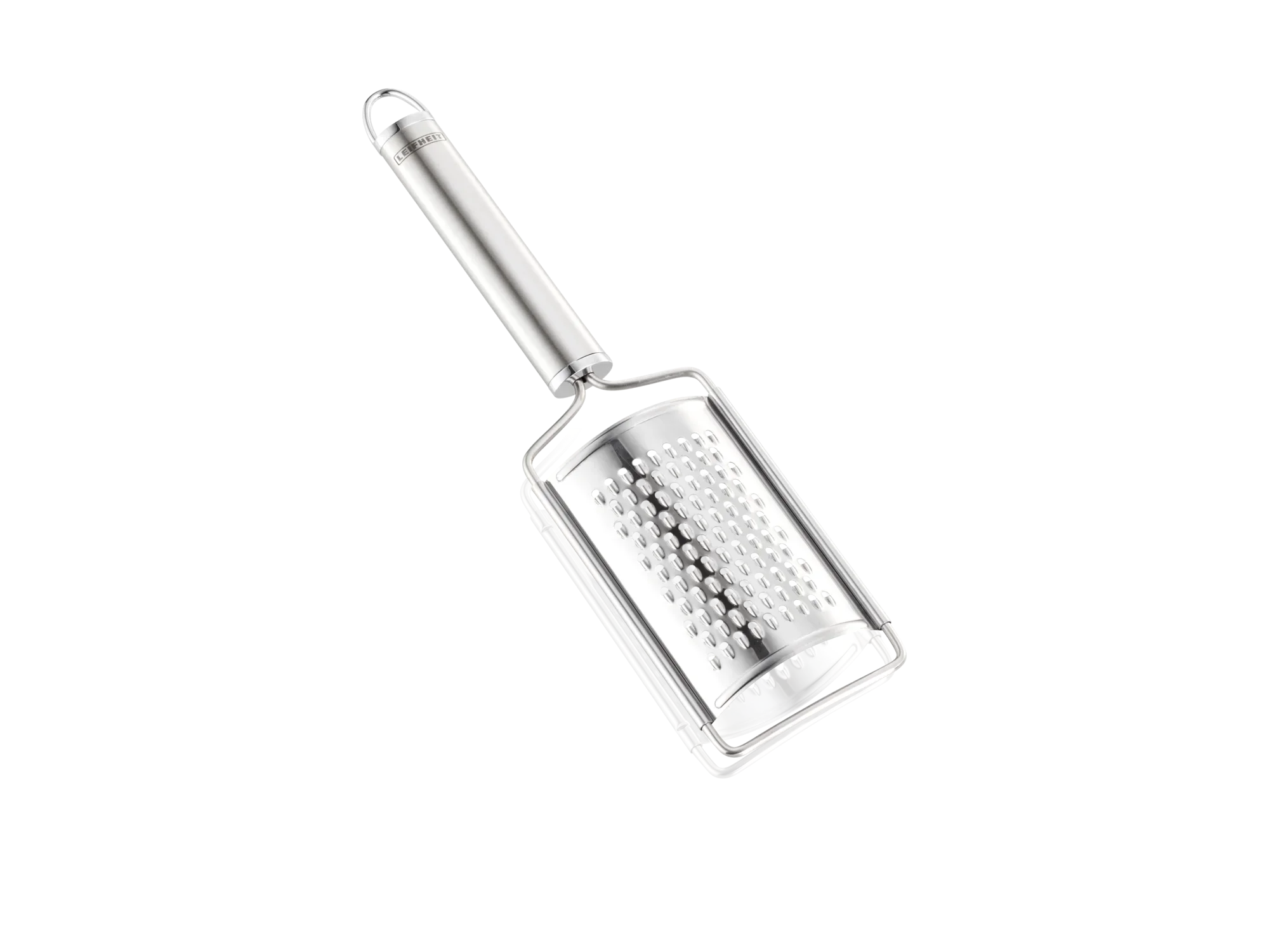 Roestvrijstalen nootmuskaatrasp met ergonomisch handvat. Ideaal voor het fijn raspen van nootmuskaat. Hoogwaardig ontwerp voor precies werken in de keuken.