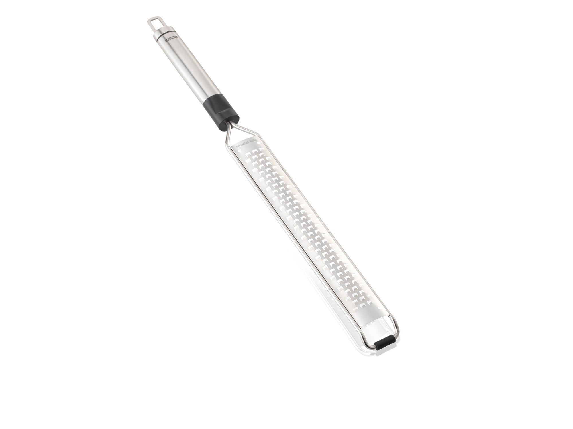 Keukenrasp Micro-Cut grof: Hoogwaardige rasp van roestvrij staal met ergonomisch handvat, ideaal voor het grof raspen van kaas, groenten en meer. Perfect voor de moderne keuken.