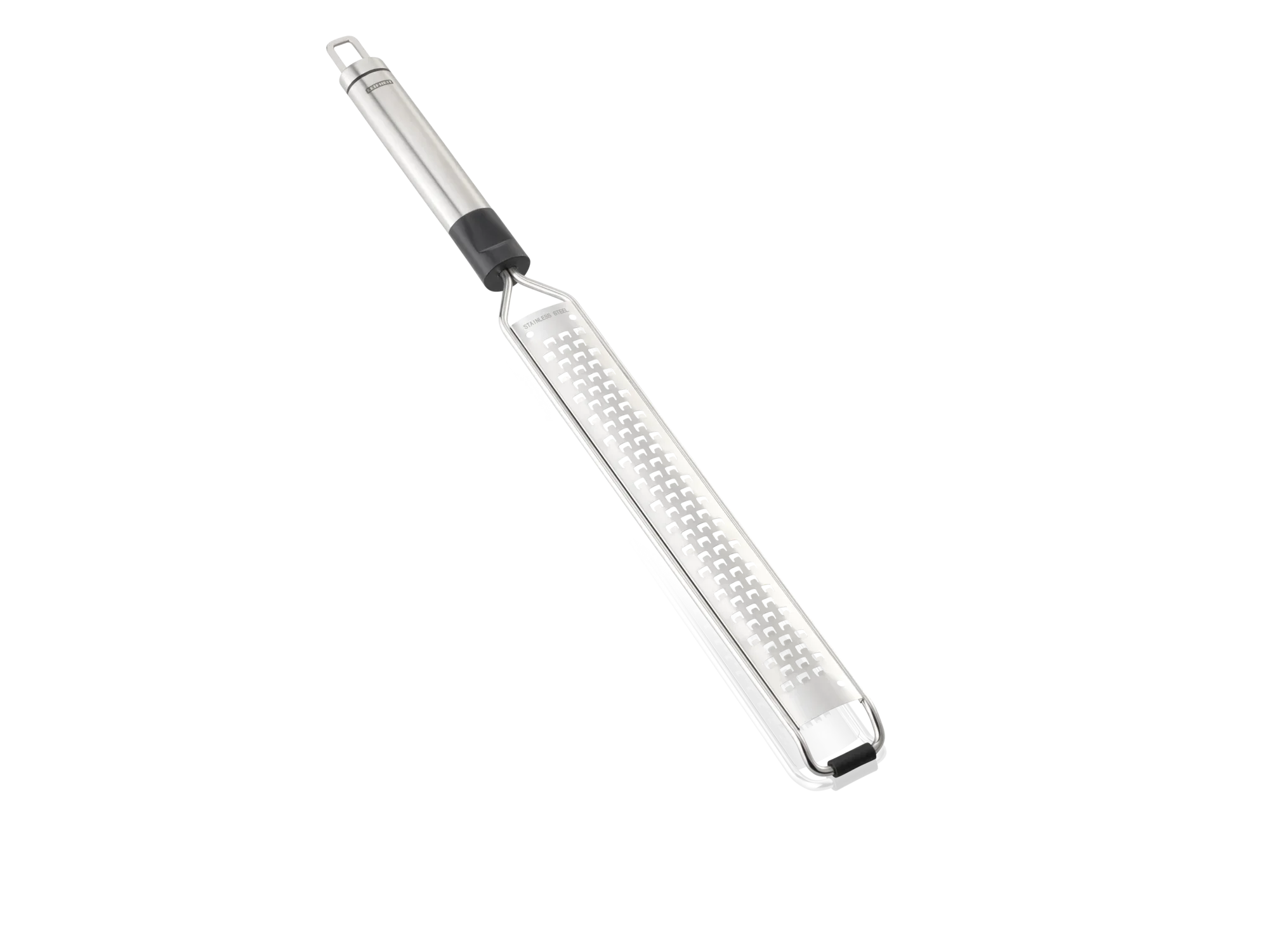 Keukenrasp Micro-Cut grof: Hoogwaardige rasp van roestvrij staal met ergonomisch handvat, ideaal voor het grof raspen van kaas, groenten en meer. Perfect voor de moderne keuken.