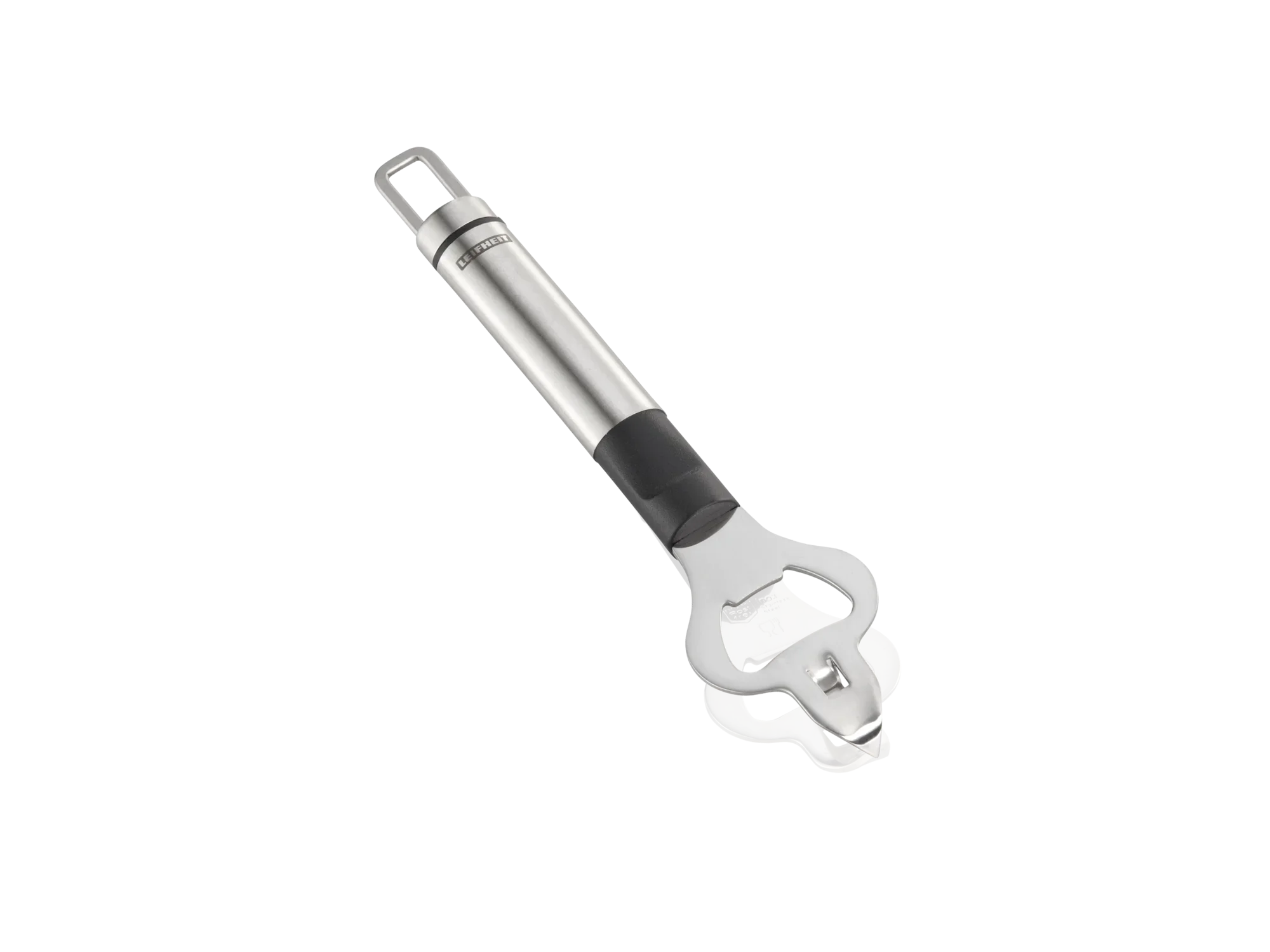 Een elegante flessenopener van roestvrij staal met ergonomisch handvat. Ideaal voor het moeiteloos openen van flessen. Het slanke ontwerp past perfect in elke keuken.