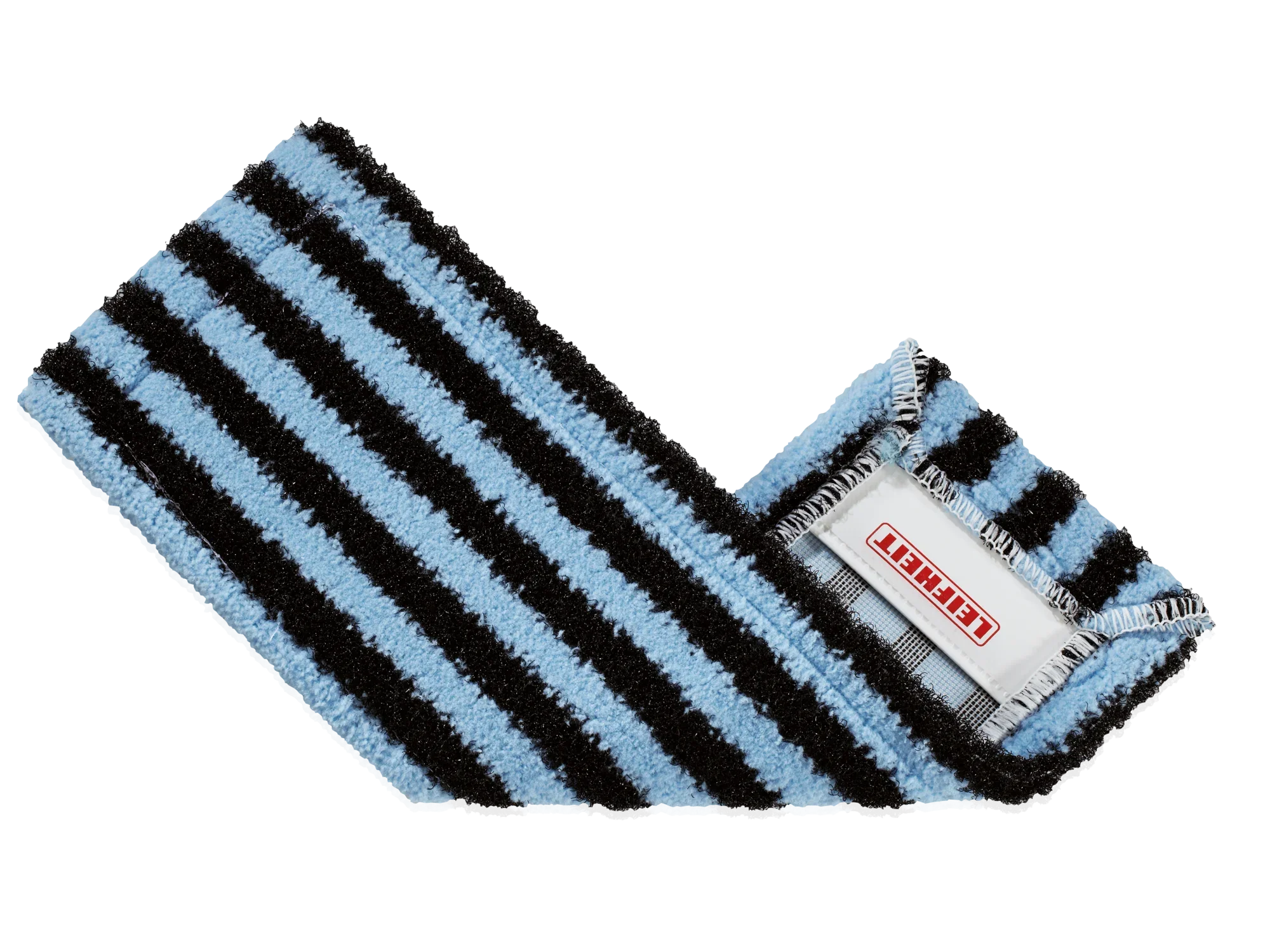Wischüberzug Profi Outdoor: Ein rechteckiger Wischüberzug in Blau und Schwarz gestreift, ideal für den Außenbereich. Perfekt für effiziente Reinigung auf rauen Oberflächen.