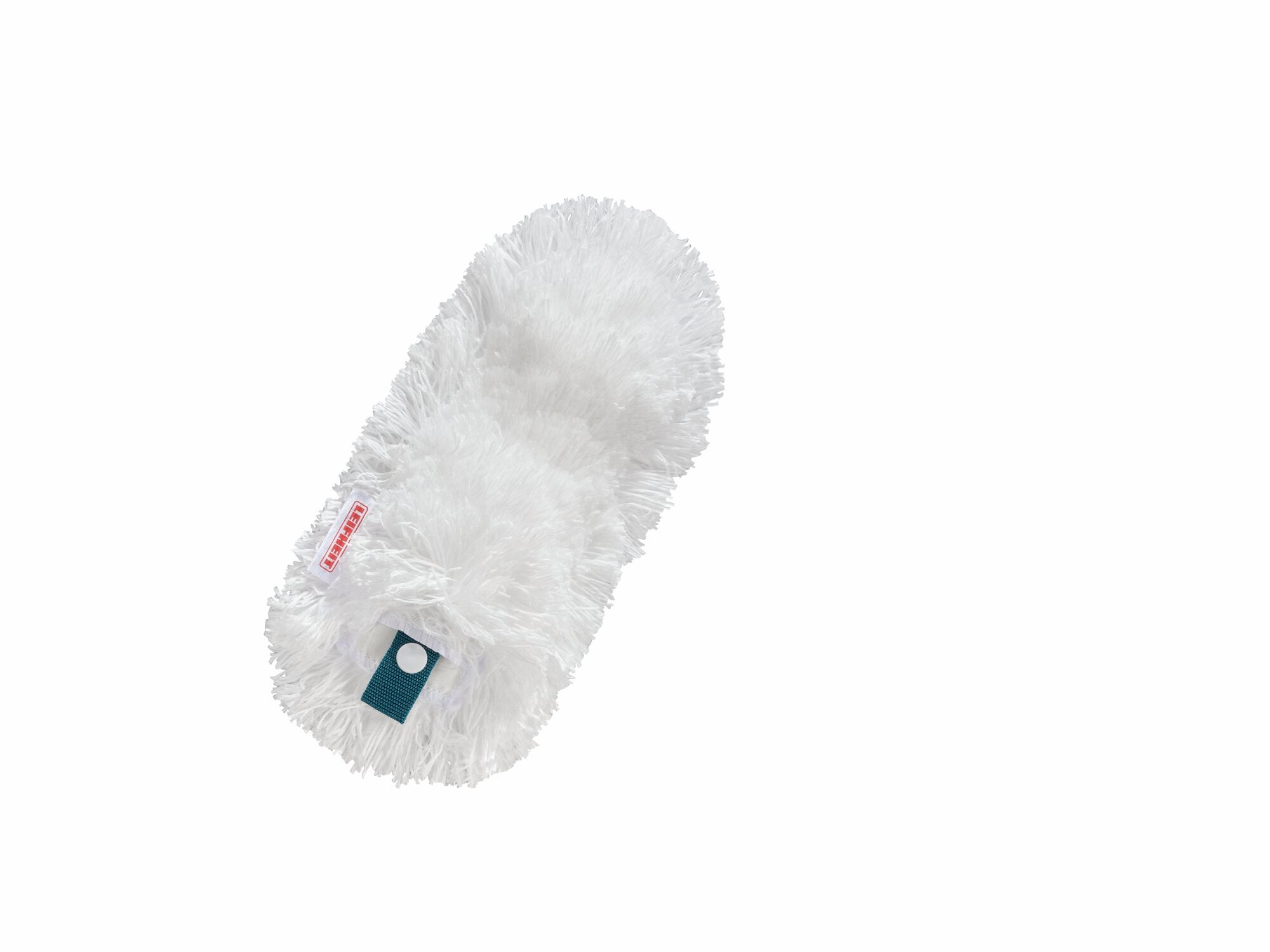 Une housse à poussière blanche du modèle SUPERDUSTER, idéale pour nettoyer efficacement les surfaces lisses. La housse est moelleuse et de forme rectangulaire avec des coins arrondis.