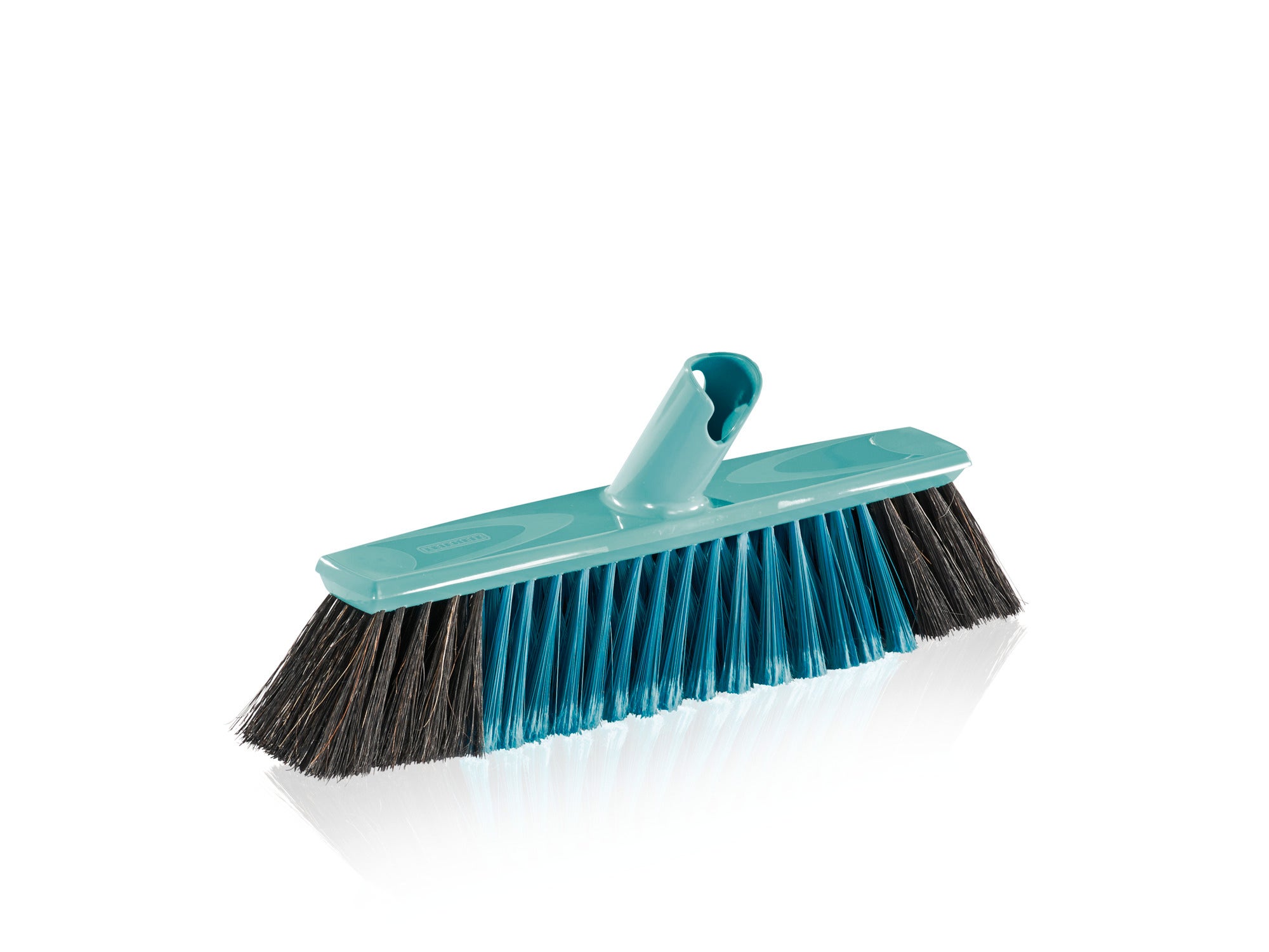 Miotła do parkietu Xtra Clean o szerokości 30 cm. Miotła ma gęste, dwukolorowe włosie i główkę w kolorze turkusowym, idealną do czyszczenia parkietów.