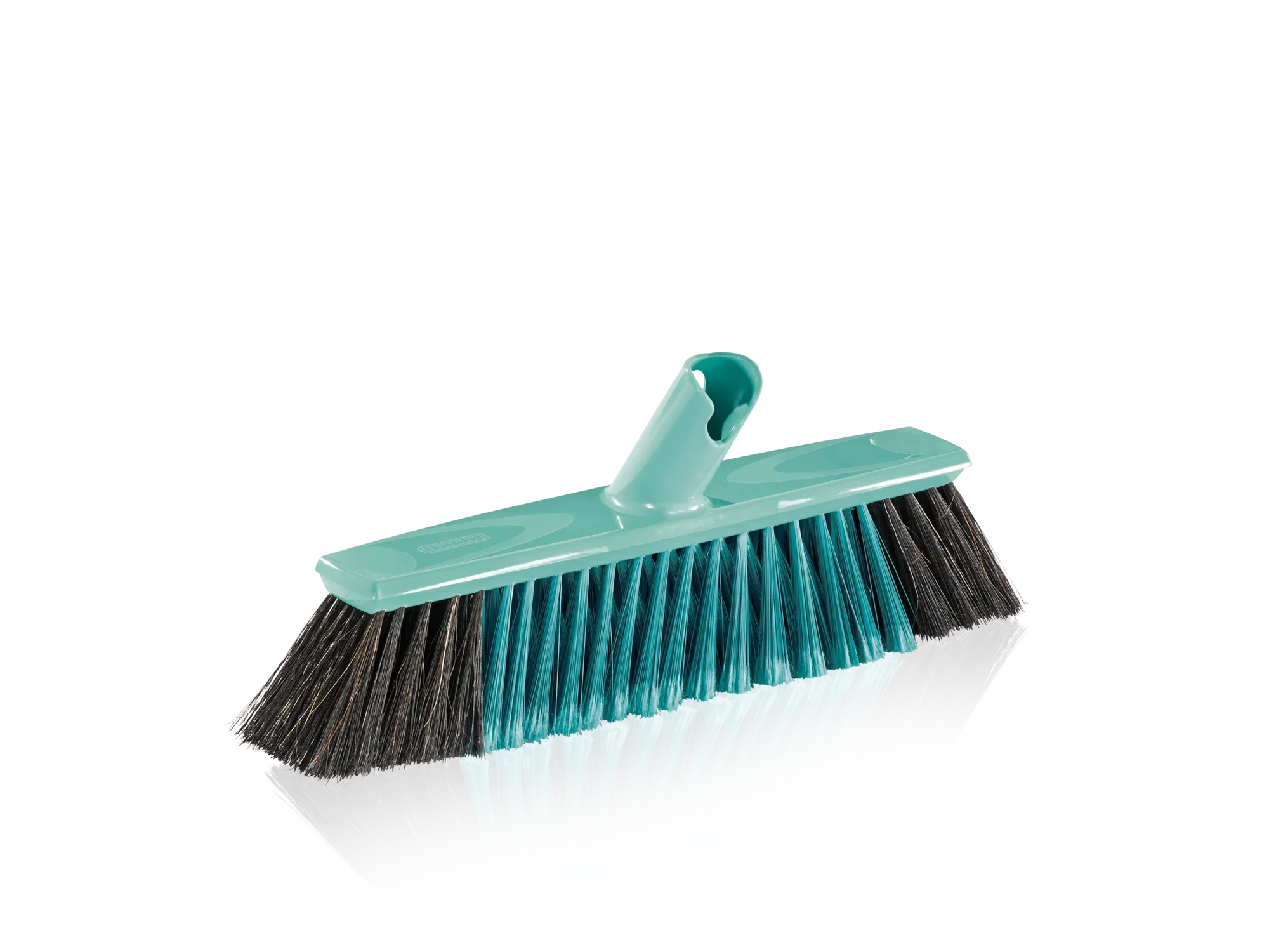 Parketborstel Xtra Clean met een breedte van 30 cm. De bezem heeft dichte, tweekleurige haren en een turkoois gekleurde kop, ideaal voor het reinigen van parketvloeren.