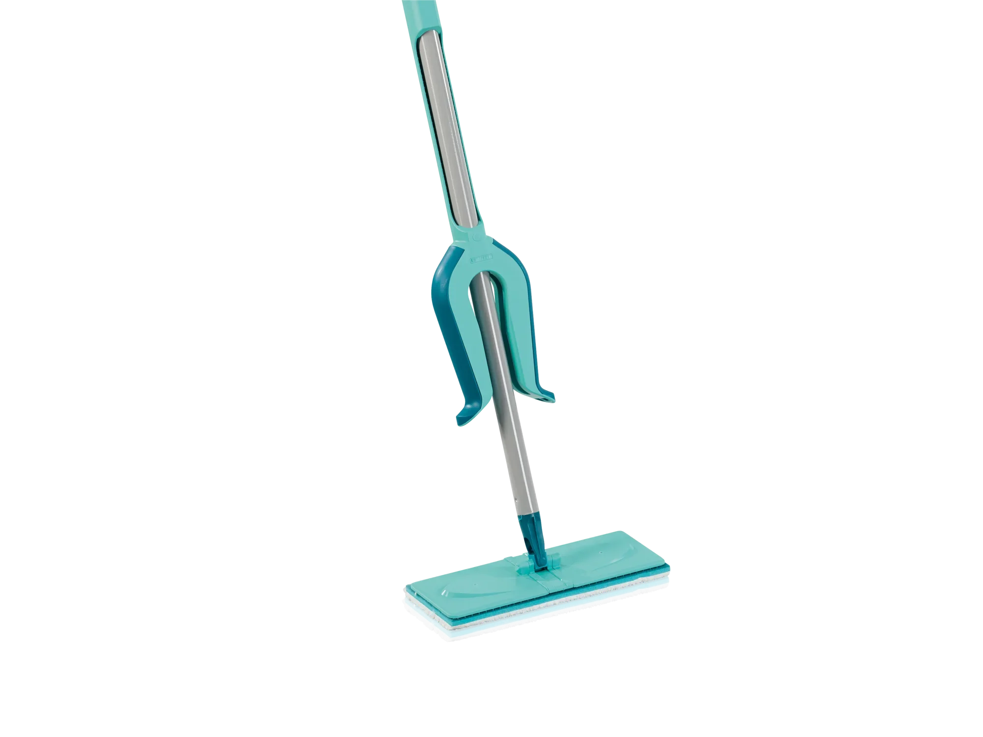 Bodenwischer Picobello S micro duo in türkis. Der Wischer hat einen ergonomischen Griff und ein rechteckiges Wischtuch, ideal für die gründliche Reinigung von Böden.