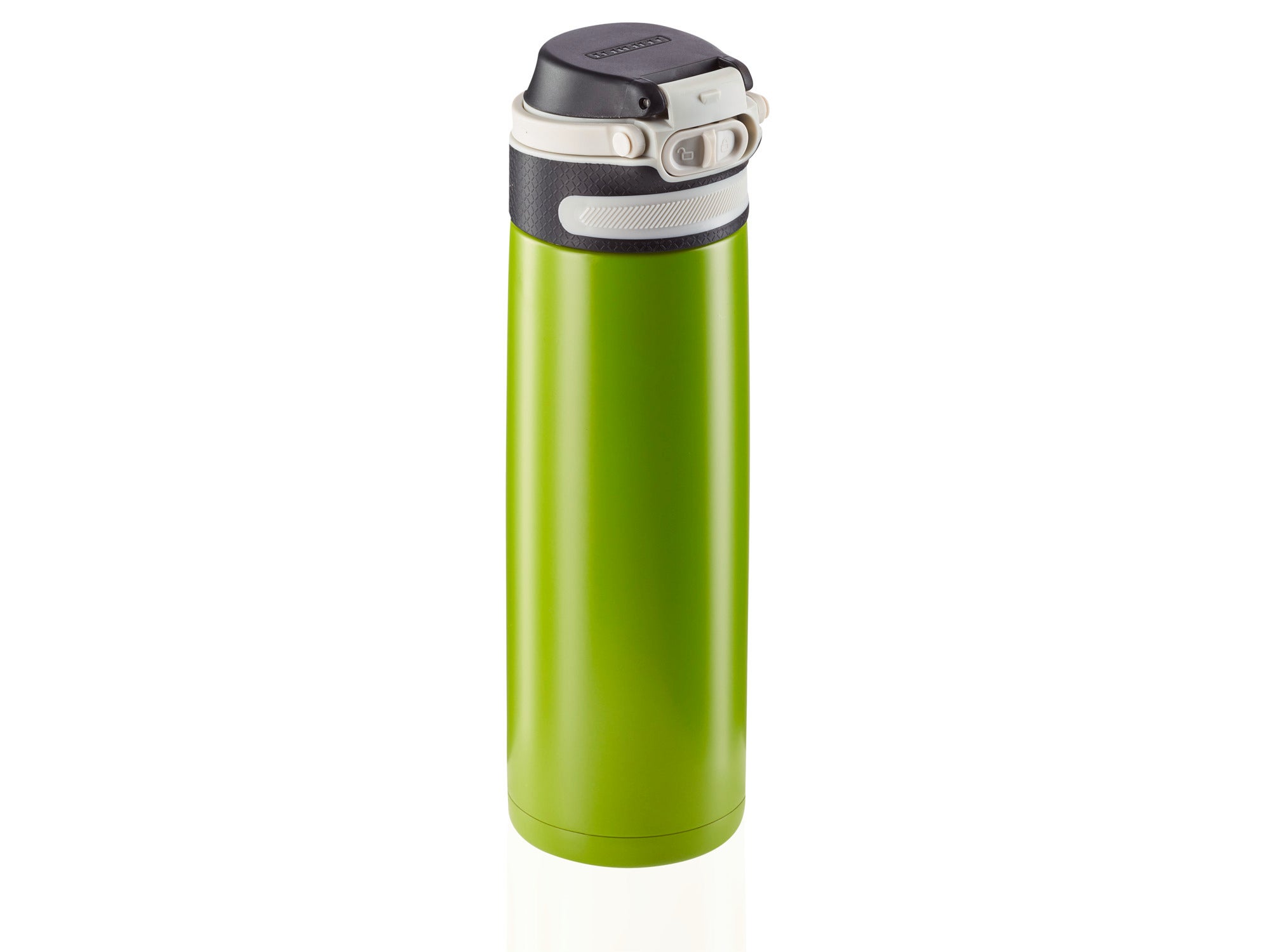 Isolierbecher Flip 600ml in Kiwi-Grün. Der Becher hat einen sicheren Verschluss und ist ideal für unterwegs. Perfekt für heiße oder kalte Getränke.
