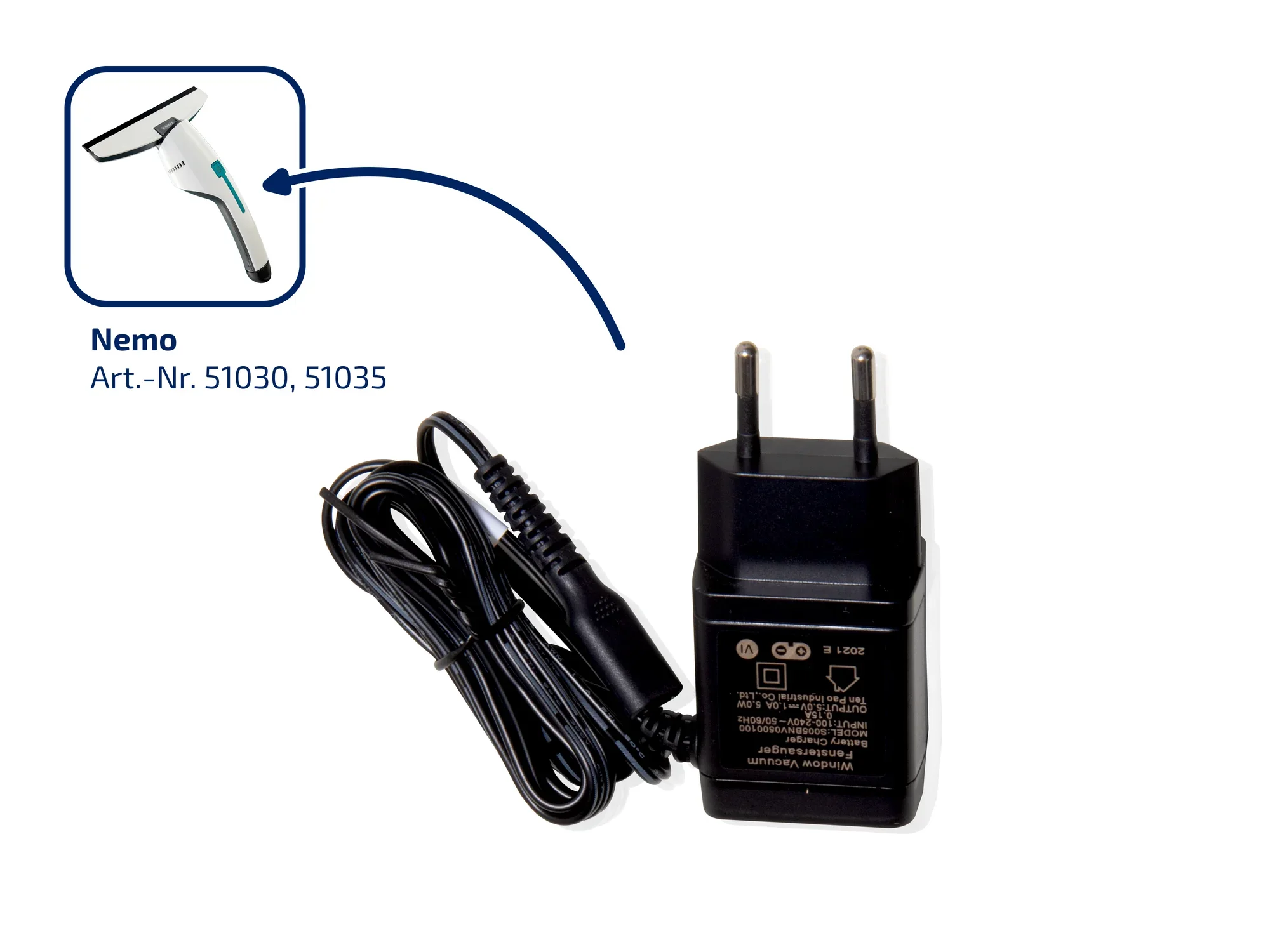 Oplader raam- en badkamerzuiger Nemo